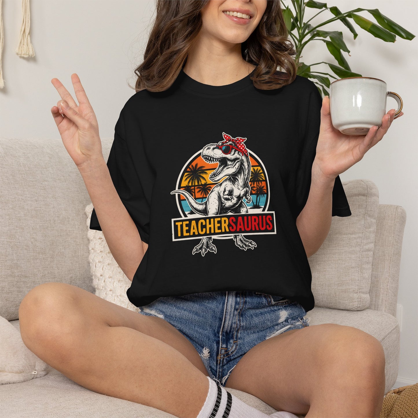 Funny Teachersaurus Comfort Colors Shirt: Dinosaur Teacher Graphic Tee