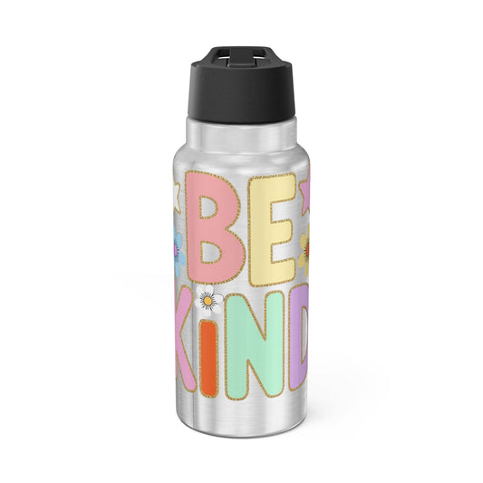 32oz Stainless Tumbler — "Be Kind" Pastel Floral Water Bottle