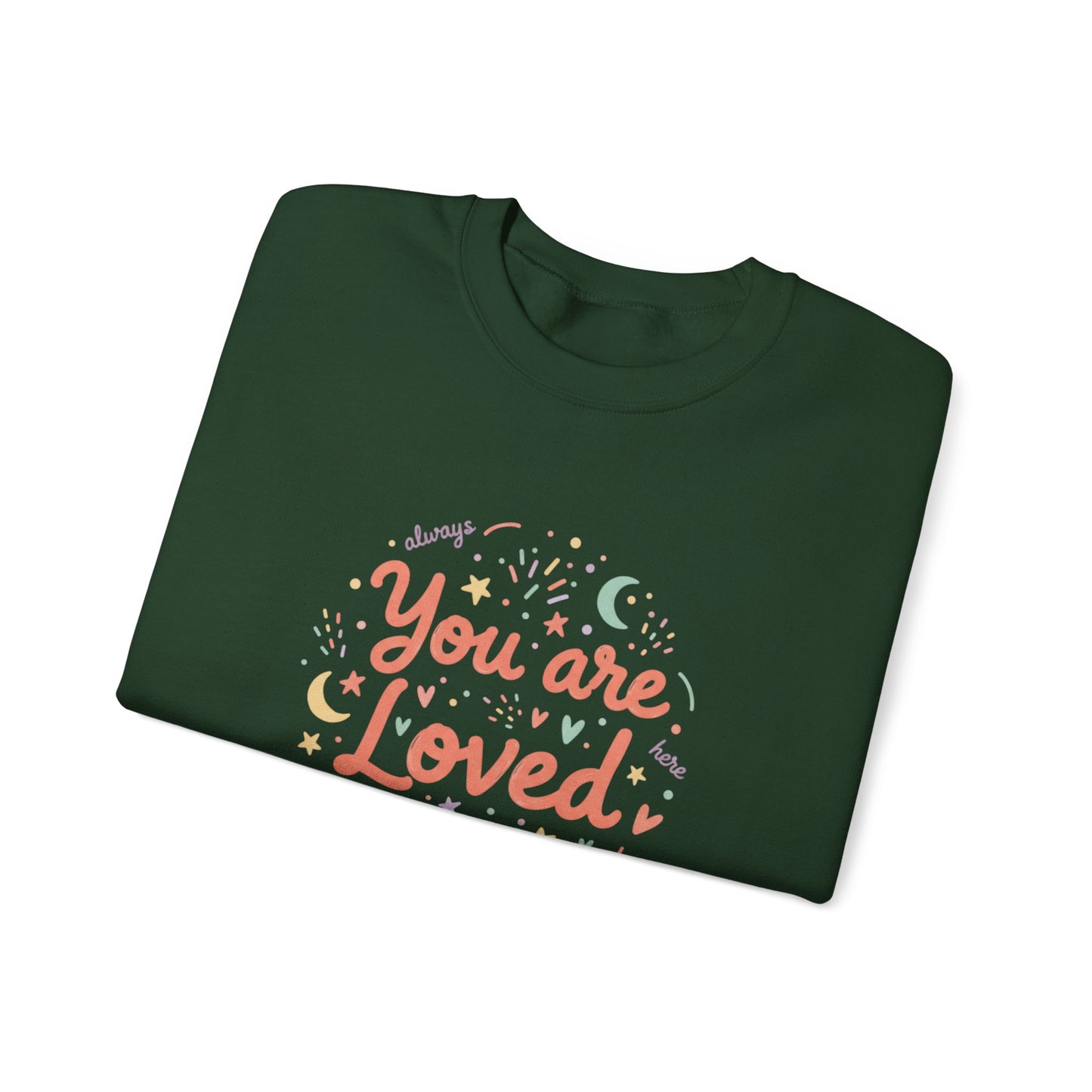 You Are Loved Crewneck Sweatshirt | handwritten doodle design, sketch aesthetic