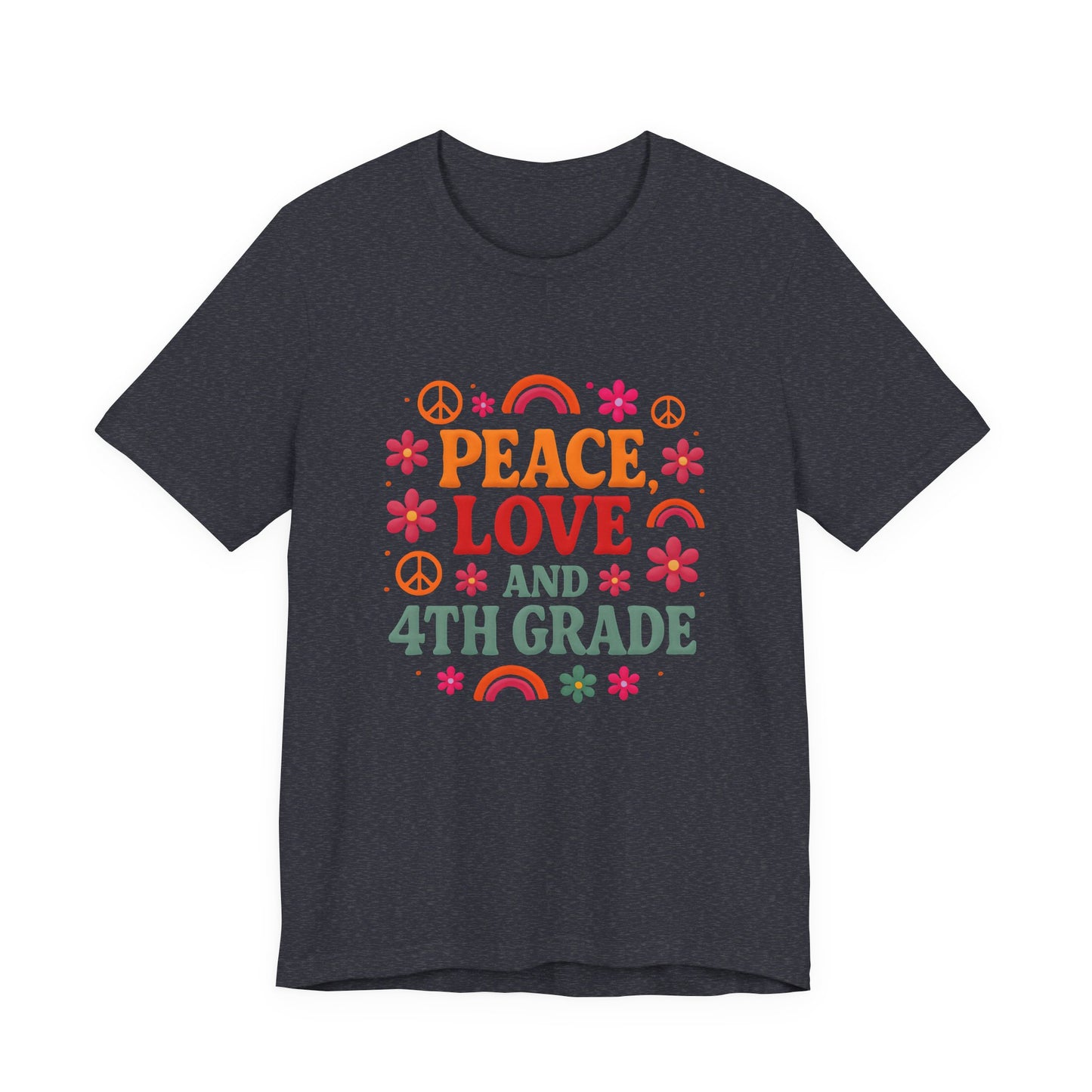 Peace, Love and 4th Grade T-Shirt — Retro Teacher Appreciation Tee