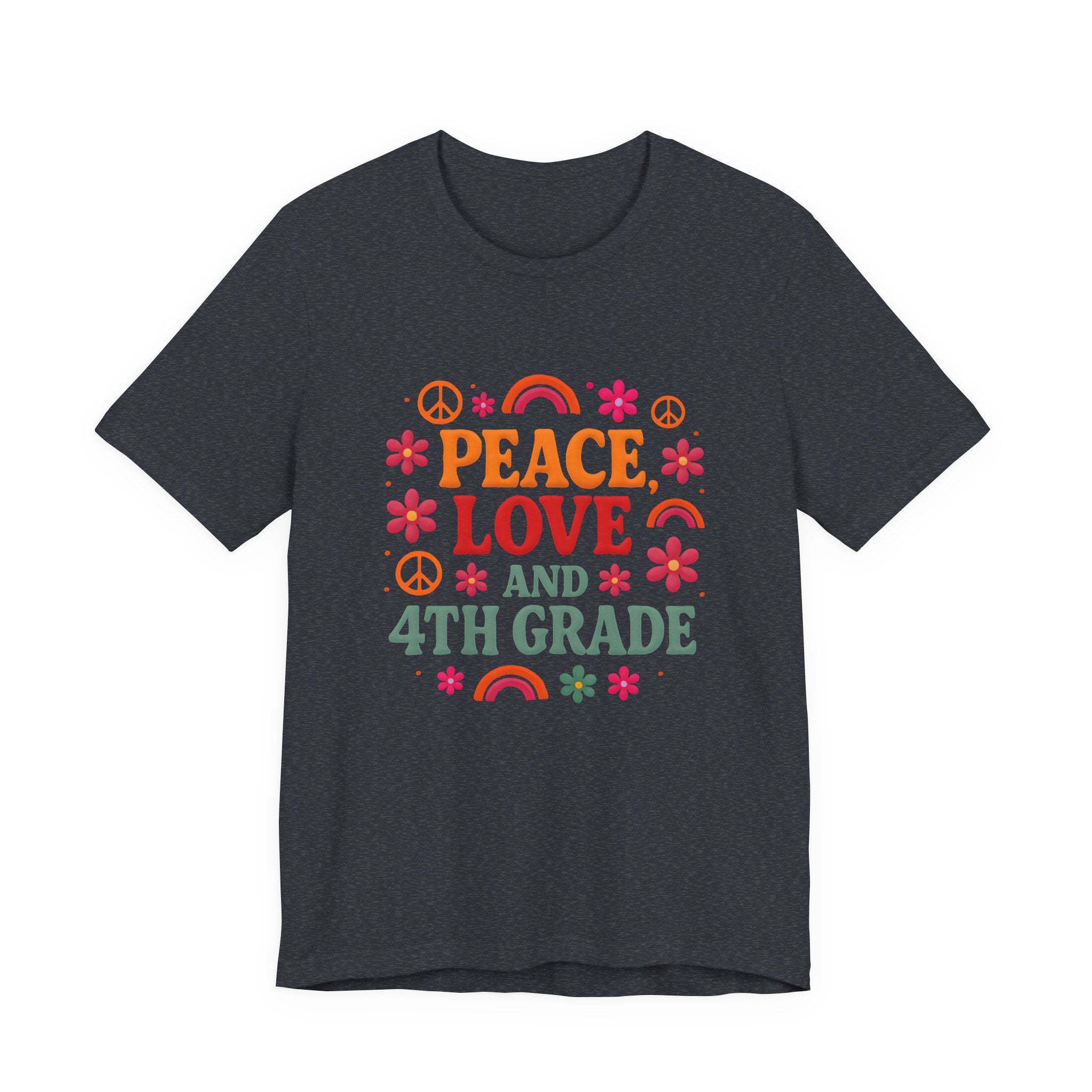 Peace, Love and 4th Grade T-Shirt — Retro Teacher Appreciation Tee