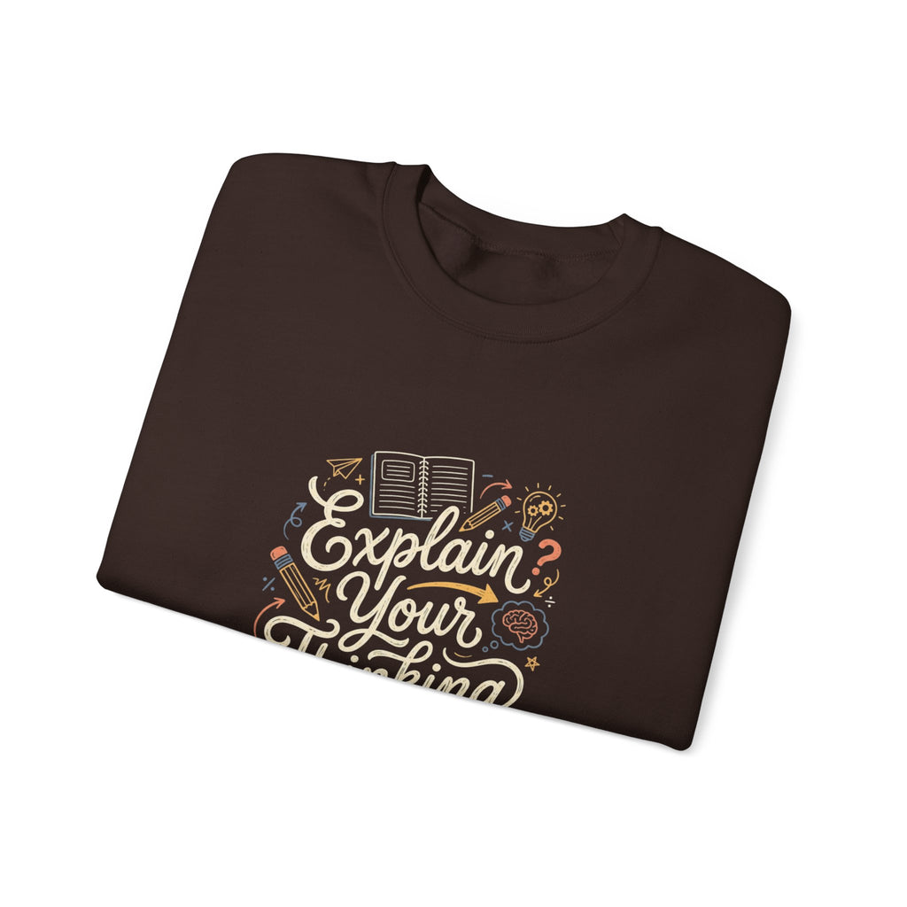 Explain Your Thinking Sweatshirt — Teacher & Tutor Coffee Cozy Crewneck