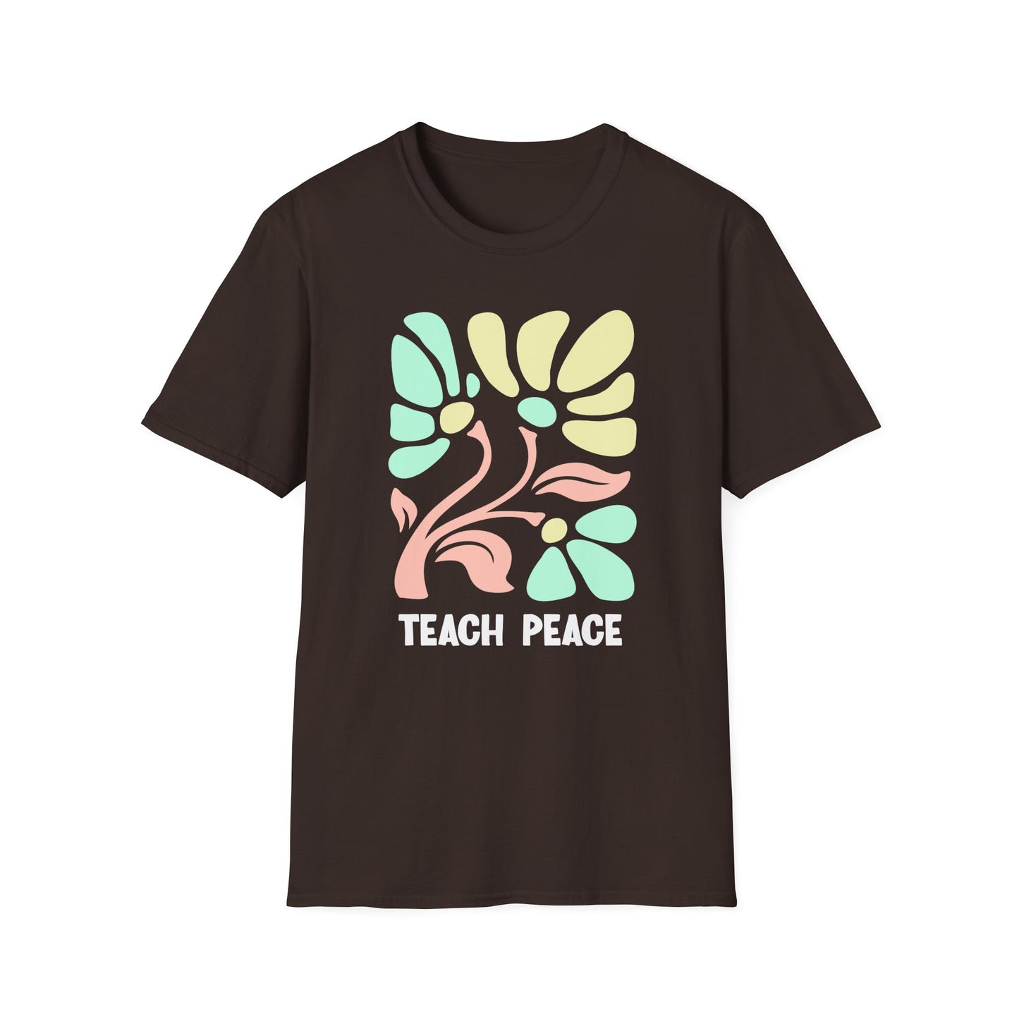 Teach Peace Floral T-Shirt — Retro Pastel Flower Graphic Tee