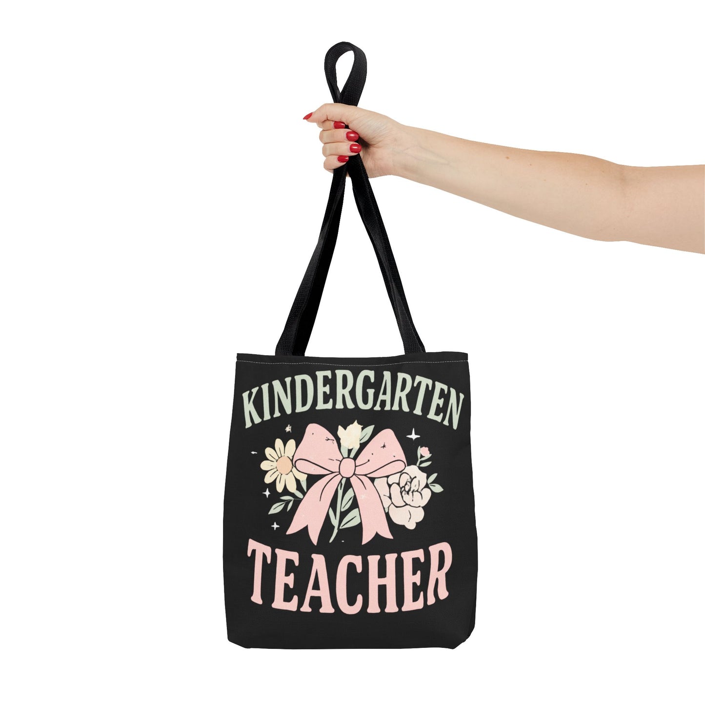 Kindergarten Teacher Floral Tote Bag – Cute Bow & Flowers Teacher Gift