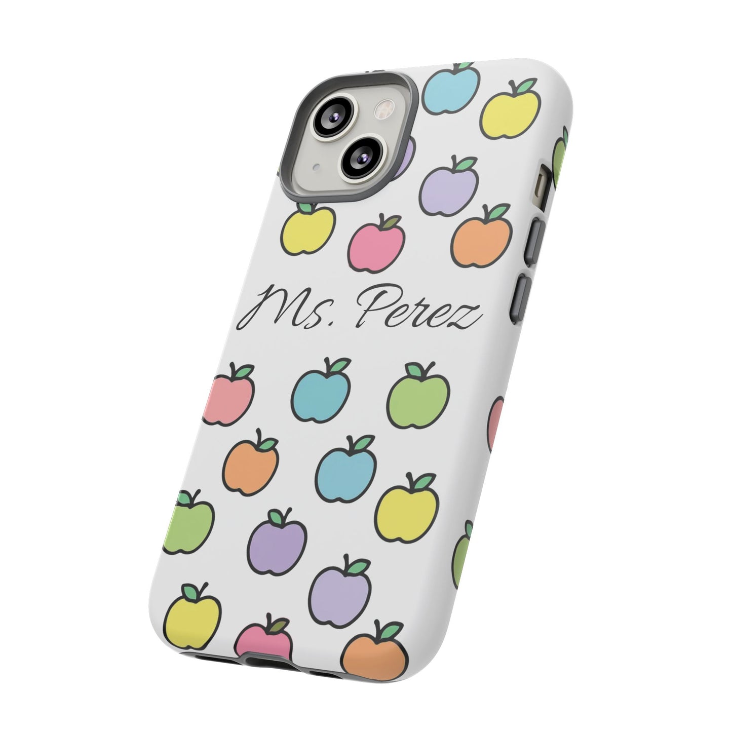 Personalized Teacher Apple Phone Case | Custom Name Teacher iPhone Case | Cute Apple Pattern Phone Case | Teacher Gift
