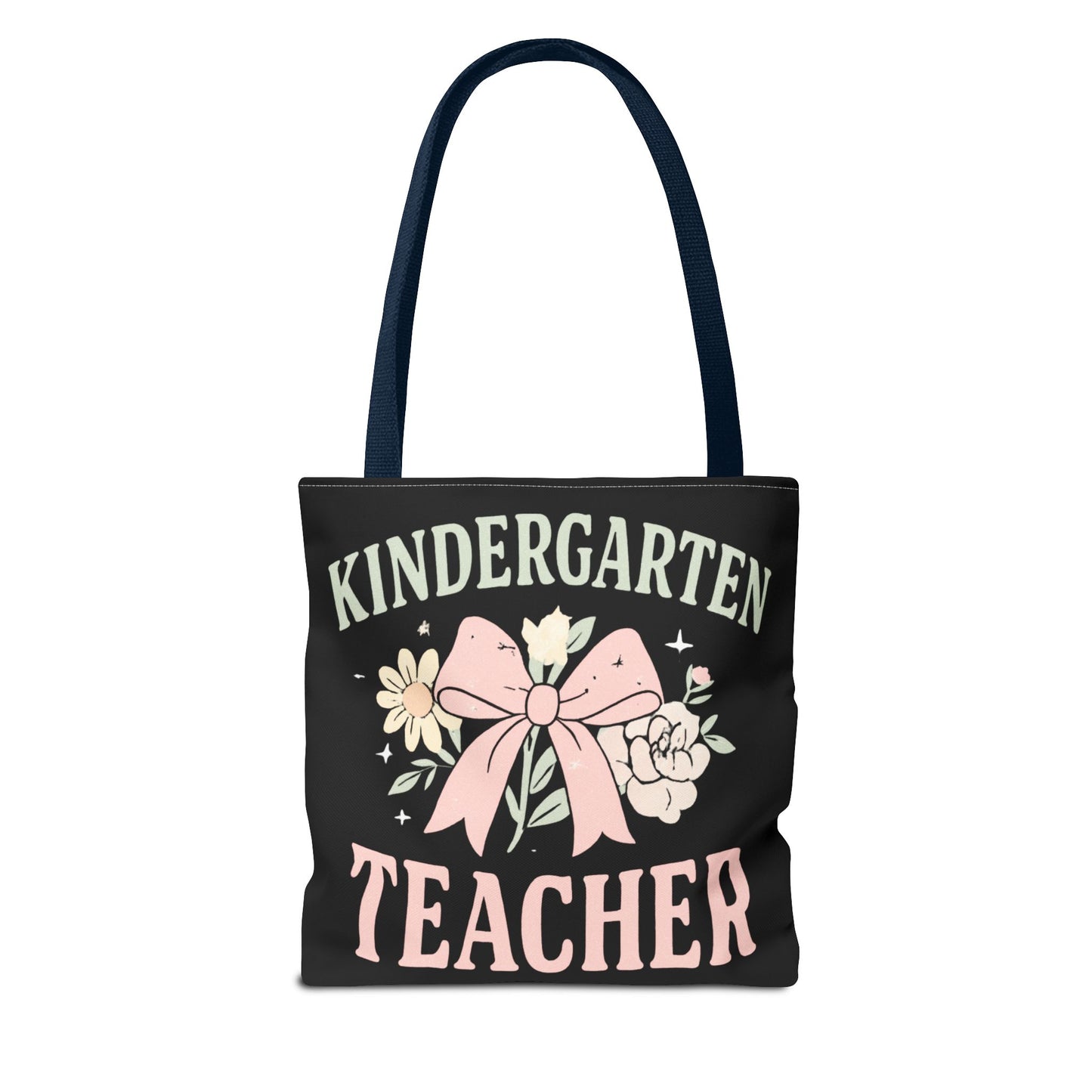 Kindergarten Teacher Floral Tote Bag – Cute Bow & Flowers Teacher Gift