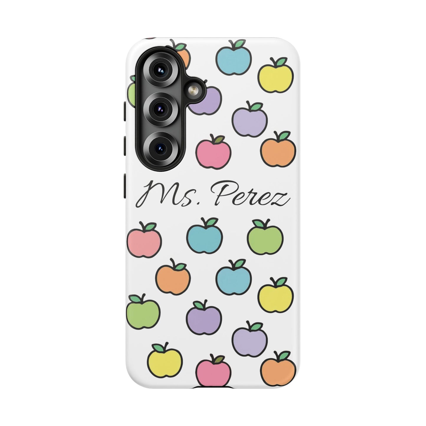 Personalized Teacher Apple Phone Case | Custom Name Teacher iPhone Case | Cute Apple Pattern Phone Case | Teacher Gift