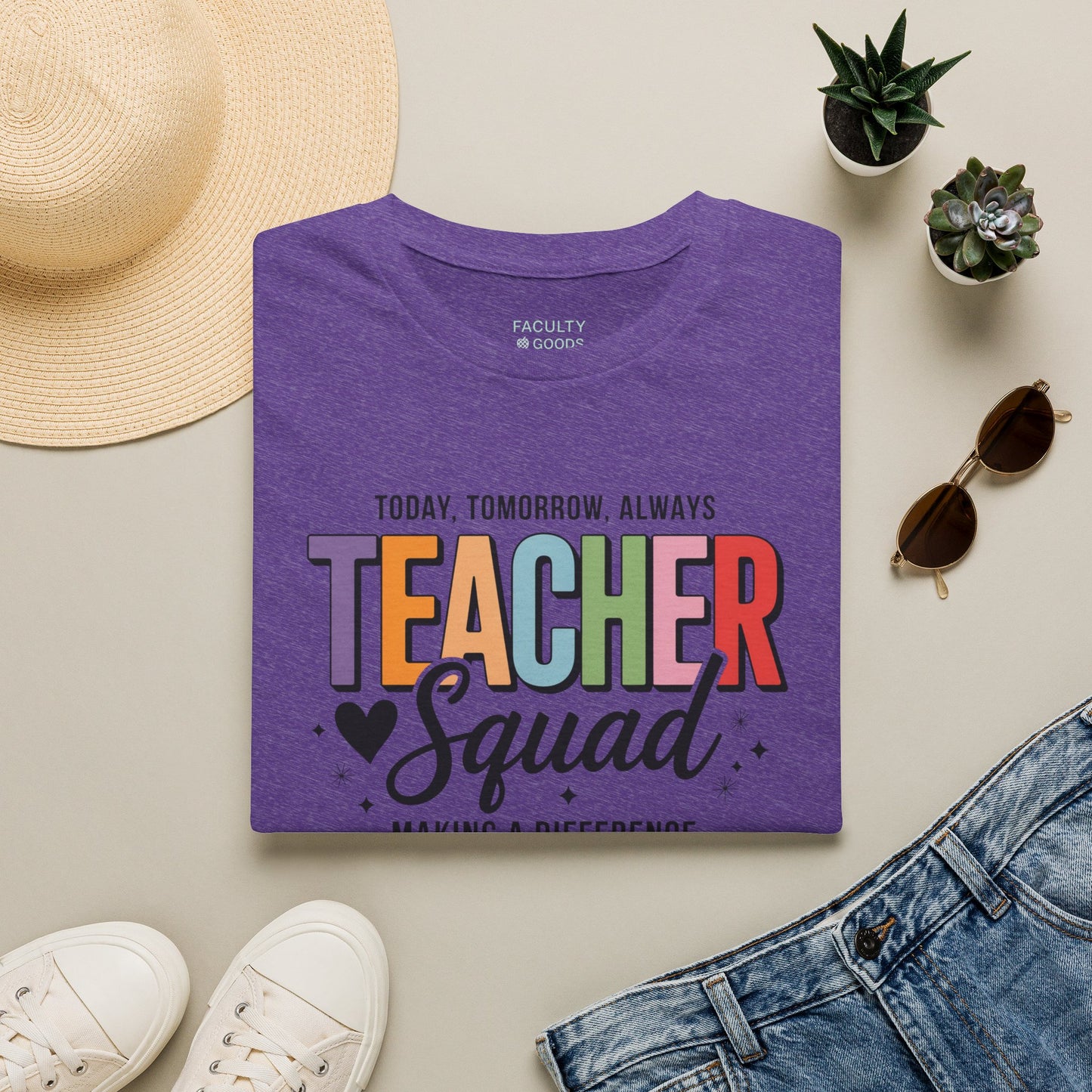 Teacher Squad Cotton T-Shirt: Colorful Matching Tee for Teacher Besties, S-4XL