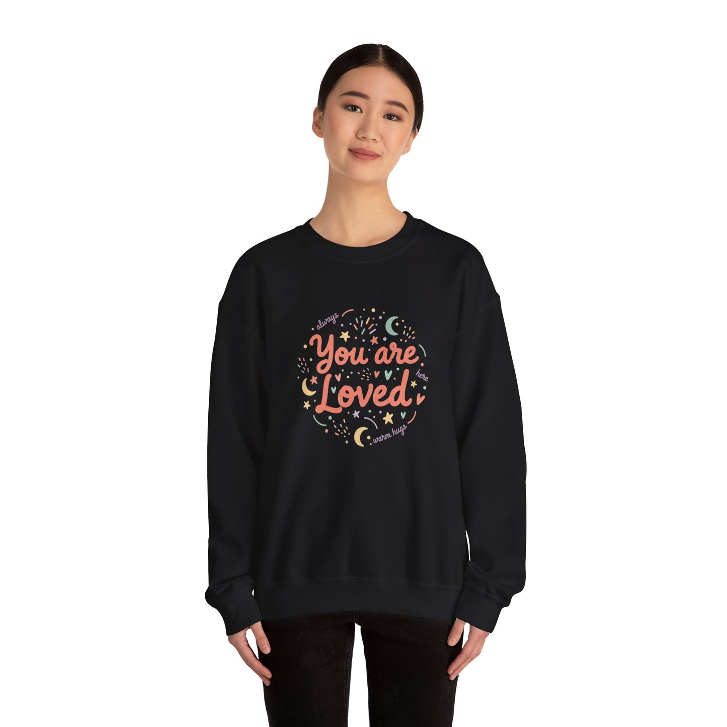 You Are Loved Crewneck Sweatshirt | handwritten doodle design, sketch aesthetic