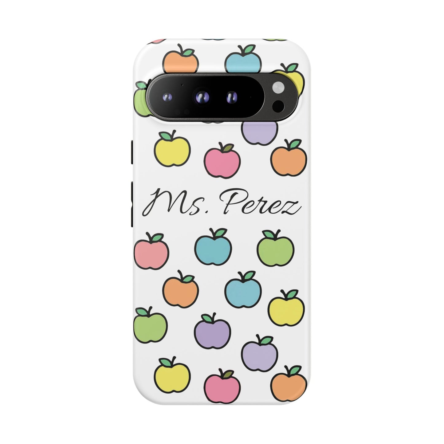 Personalized Teacher Apple Phone Case | Custom Name Teacher iPhone Case | Cute Apple Pattern Phone Case | Teacher Gift