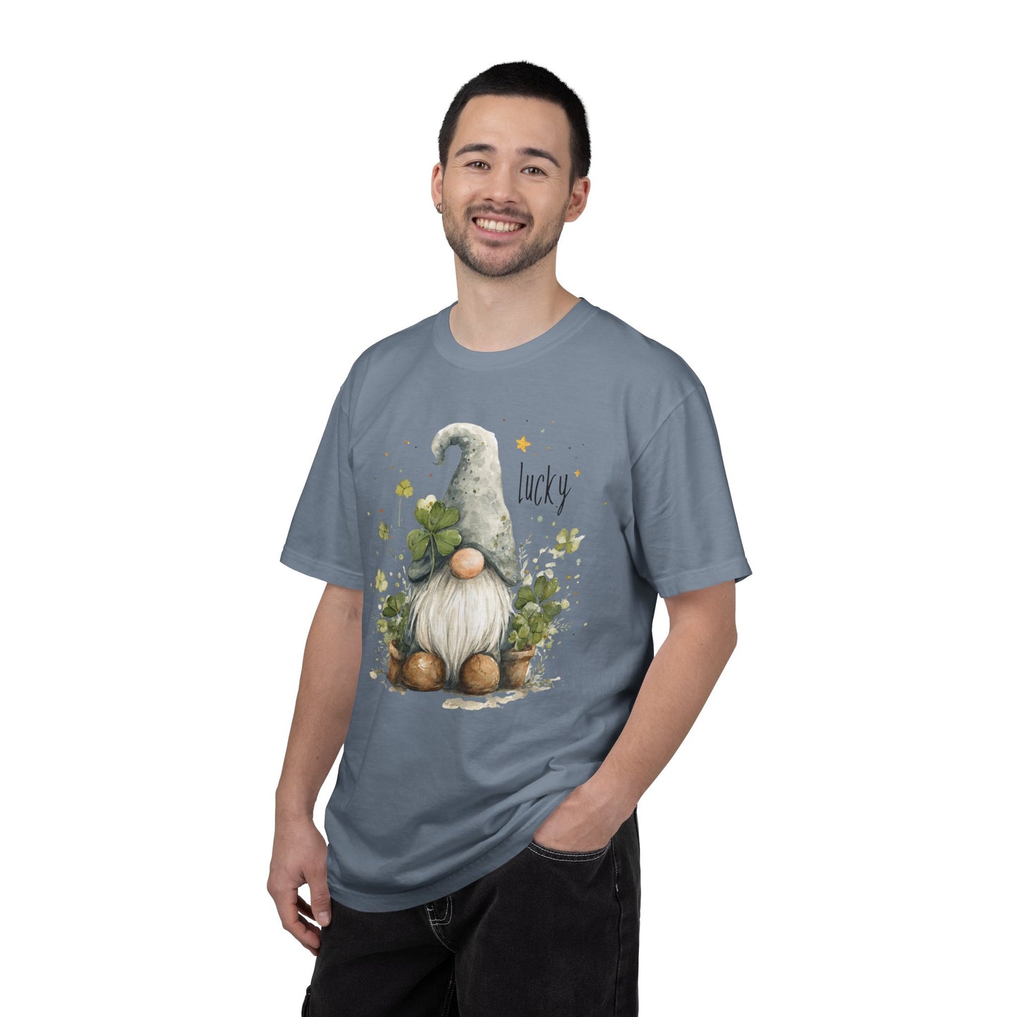 St. Patrick's Gnome T-Shirt — "Lucky" Shamrock Garden Tee