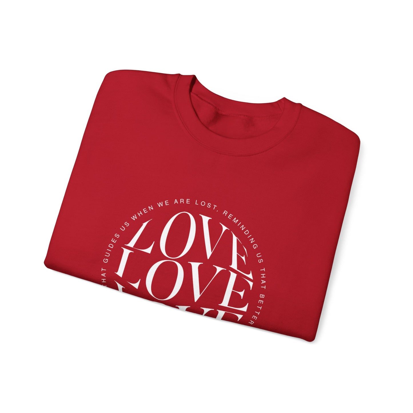 Love Circle Crewneck Sweatshirt — 'LOVE LOVE LOVE' Graphic Pullover