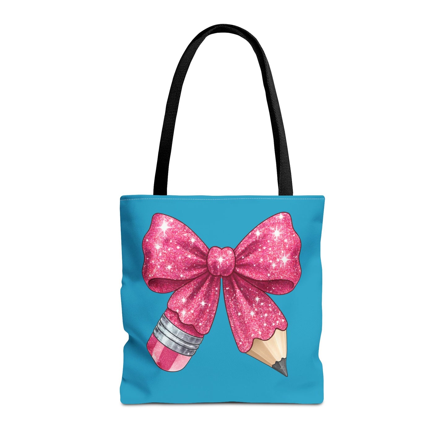 Pink Glitter Pencil & Eraser Tote Bag — Cute Teacher Gift