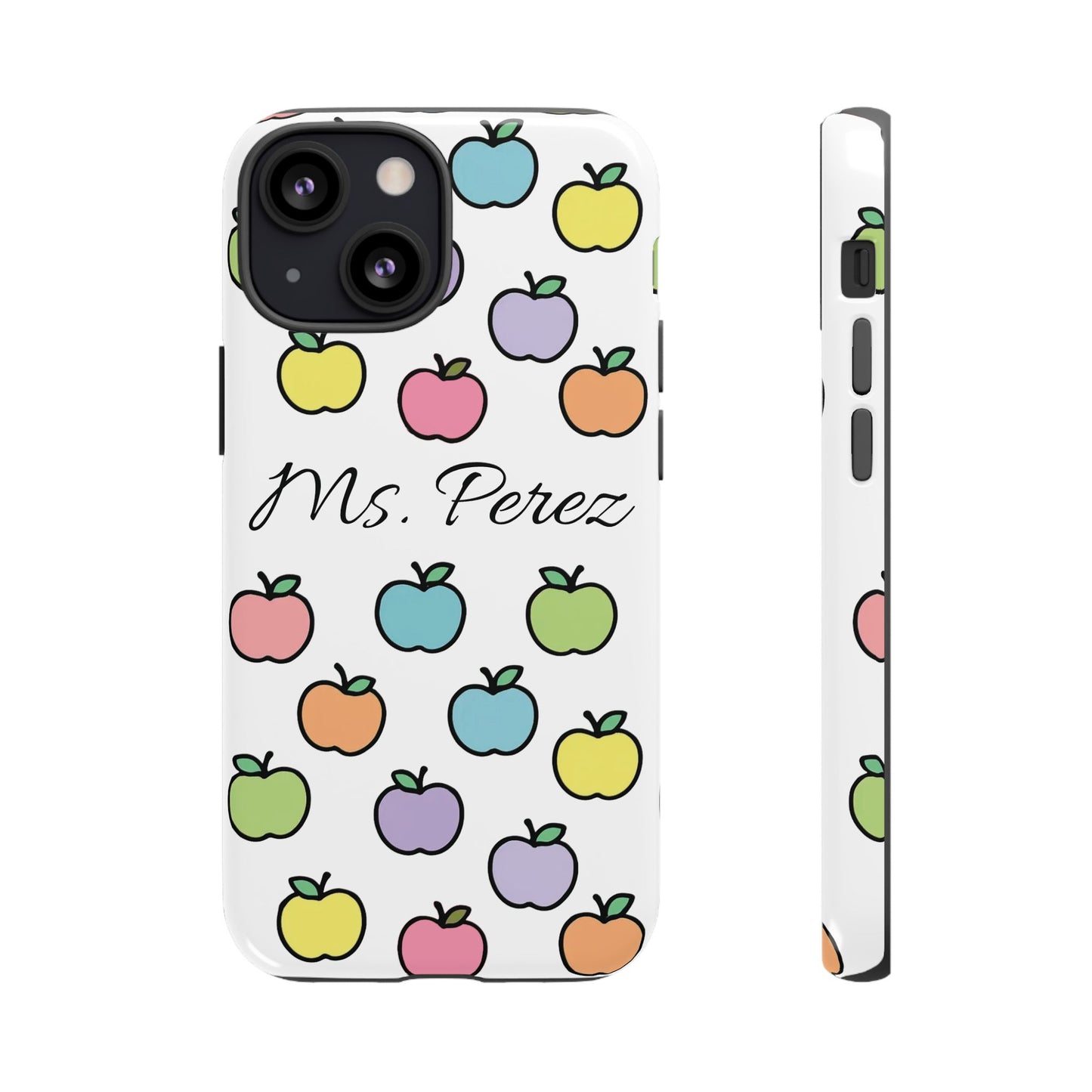 Personalized Teacher Apple Phone Case | Custom Name Teacher iPhone Case | Cute Apple Pattern Phone Case | Teacher Gift