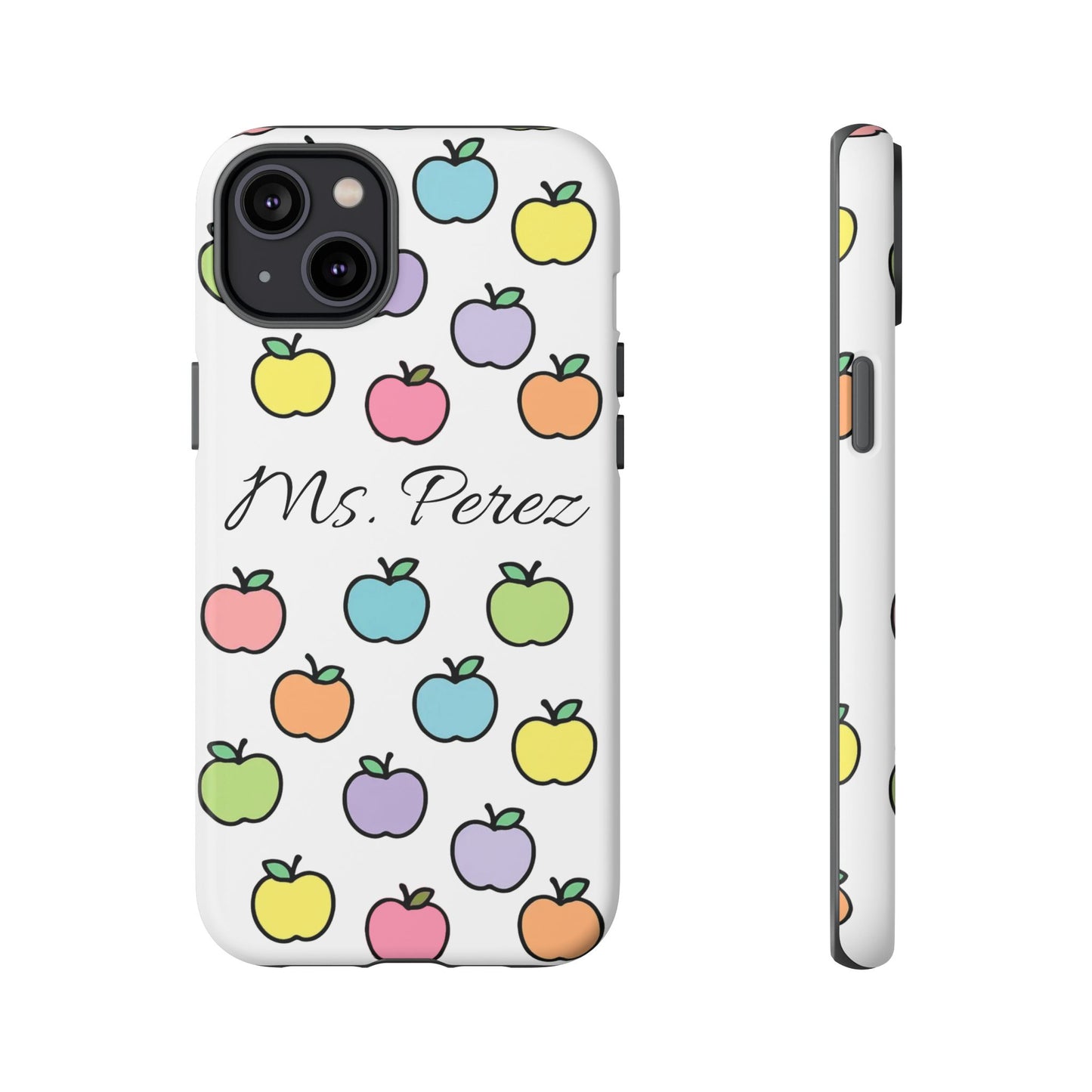 Personalized Teacher Apple Phone Case | Custom Name Teacher iPhone Case | Cute Apple Pattern Phone Case | Teacher Gift