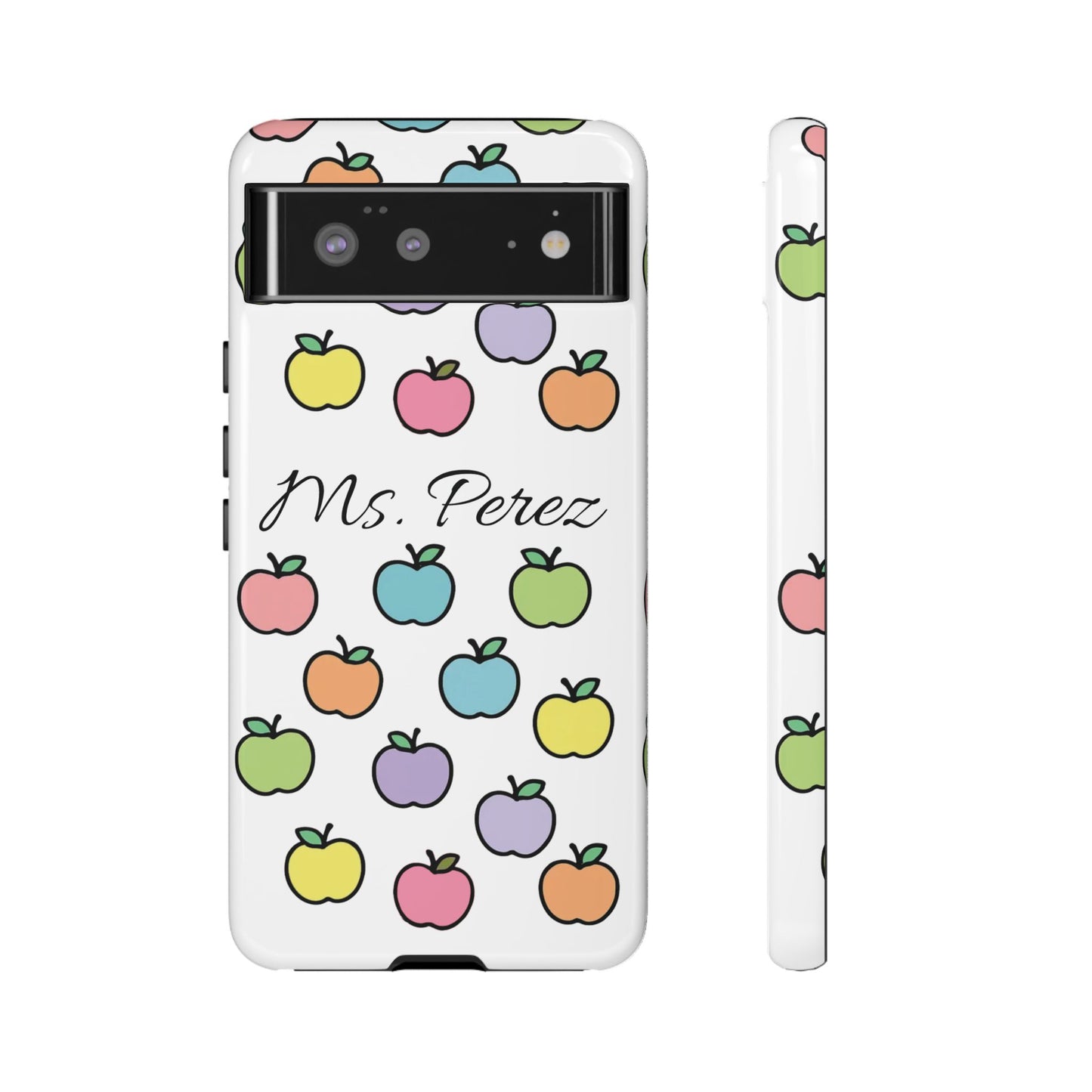 Personalized Teacher Apple Phone Case | Custom Name Teacher iPhone Case | Cute Apple Pattern Phone Case | Teacher Gift