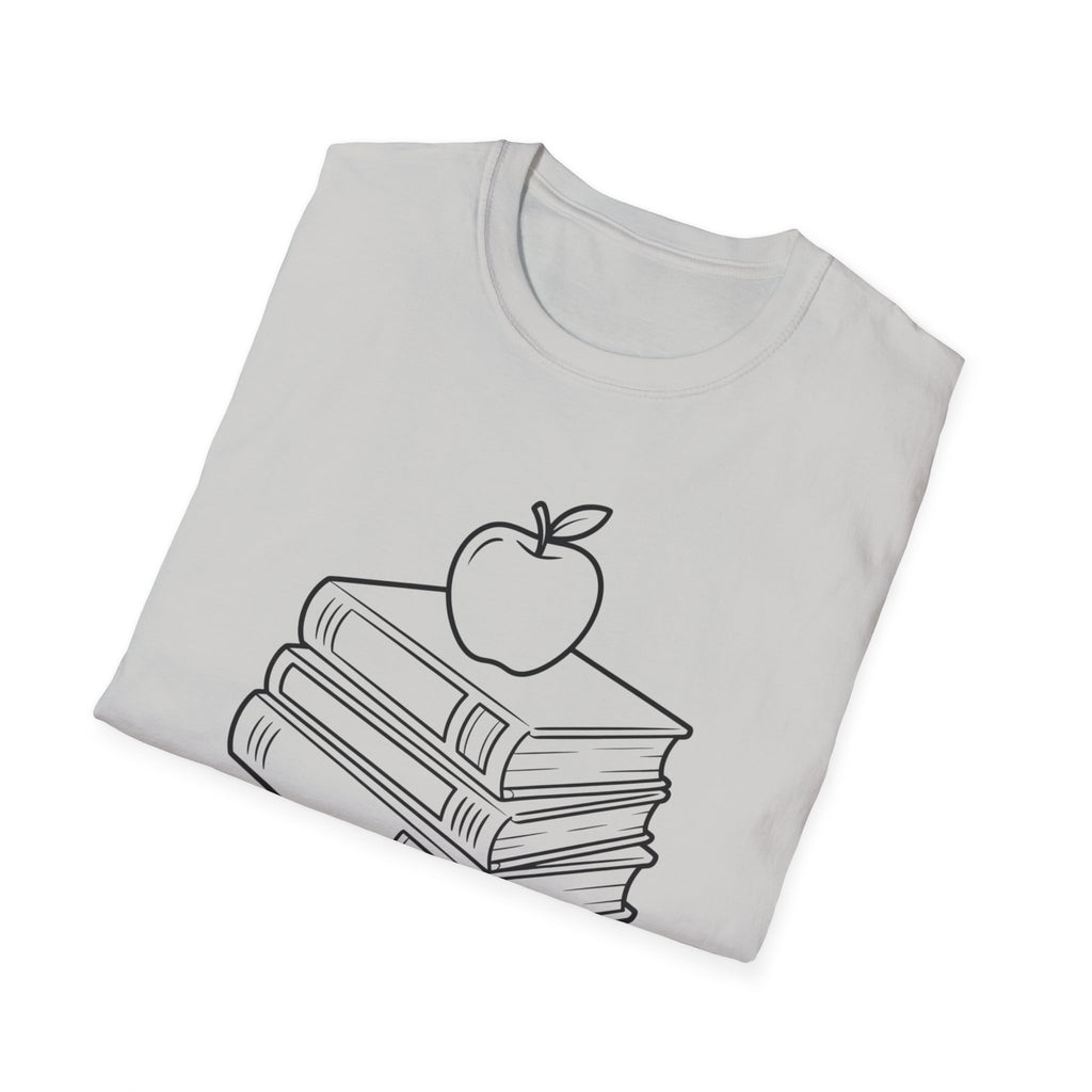 Teacher Apple Stack T‑Shirt — Minimalist Books & Apple Tee for Educators