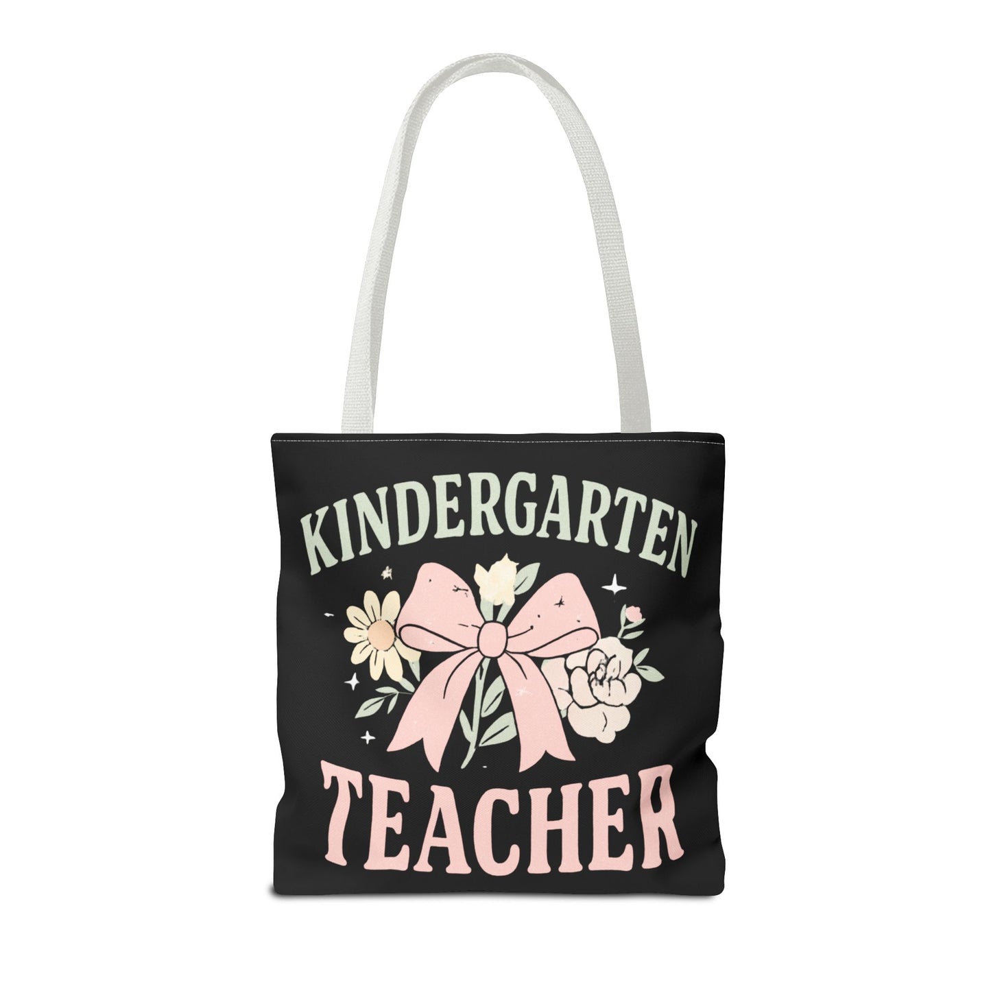 Kindergarten Teacher Floral Tote Bag – Cute Bow & Flowers Teacher Gift
