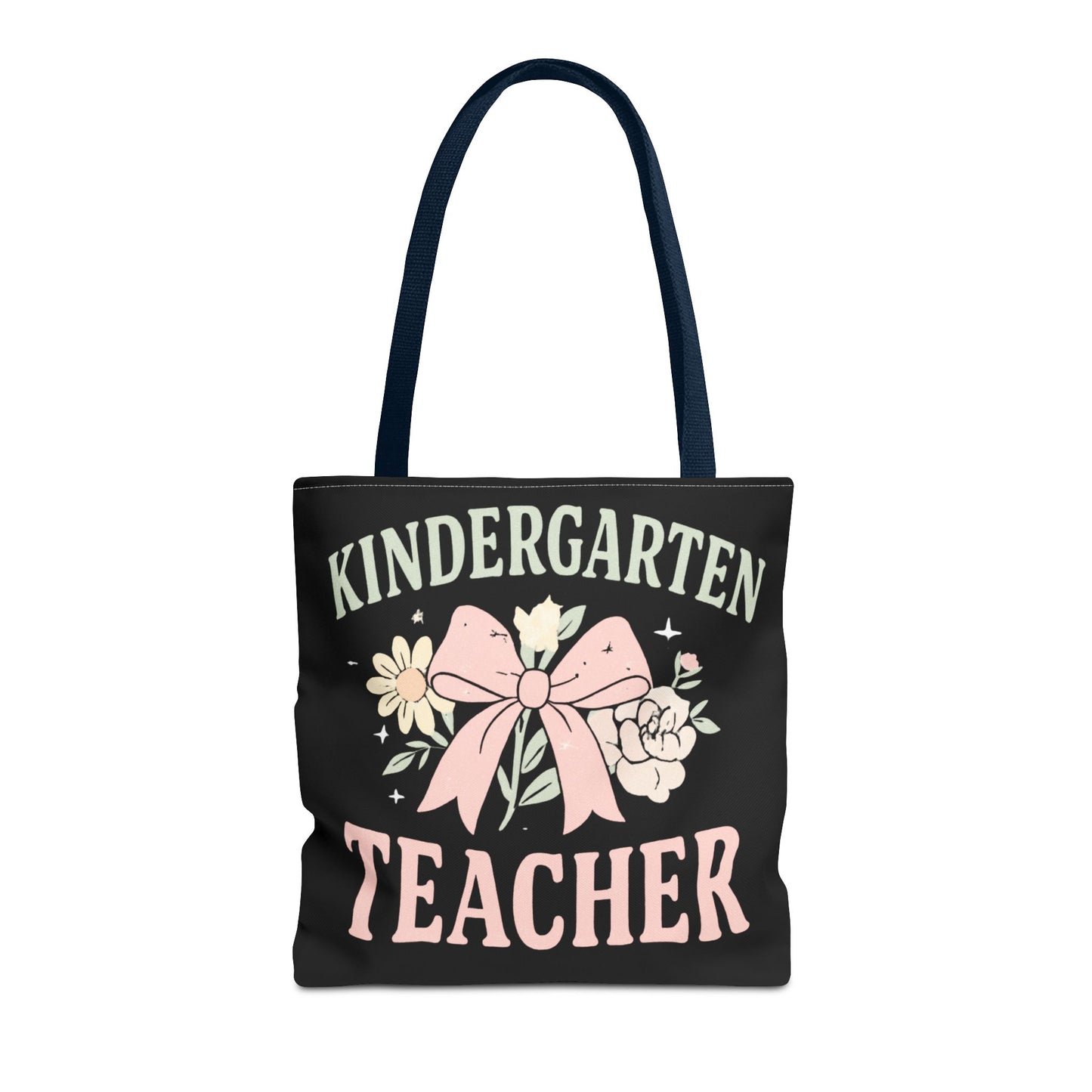 Kindergarten Teacher Floral Tote Bag – Cute Bow & Flowers Teacher Gift