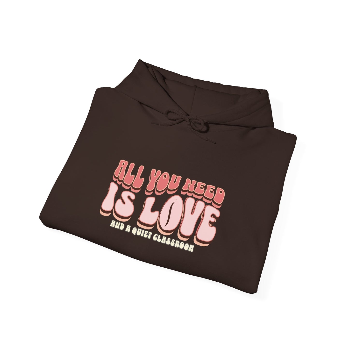 All You Need Is Love Hoodie — Retro Pink Typography Valentine's Sweatshirt