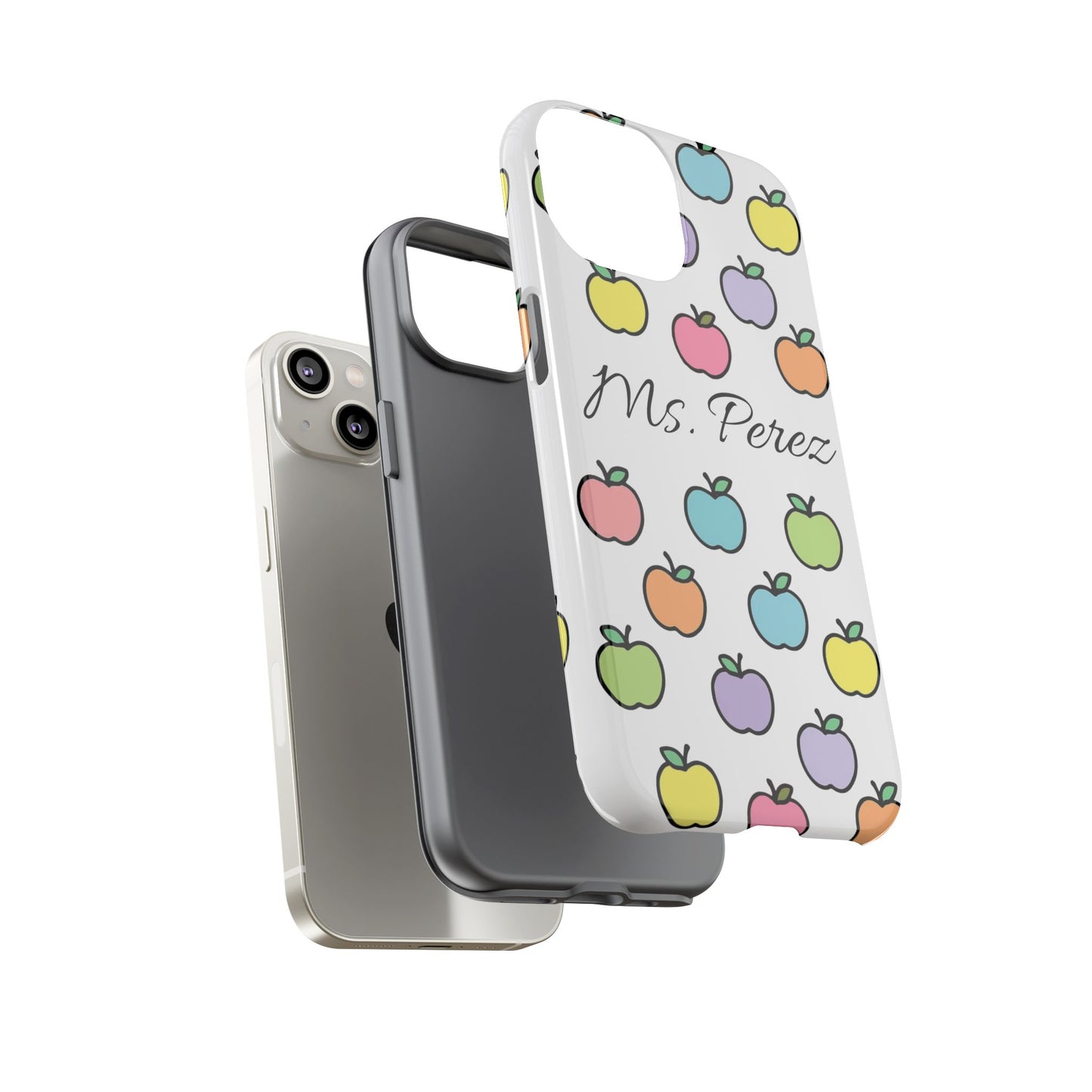 Personalized Teacher Apple Phone Case | Custom Name Teacher iPhone Case | Cute Apple Pattern Phone Case | Teacher Gift