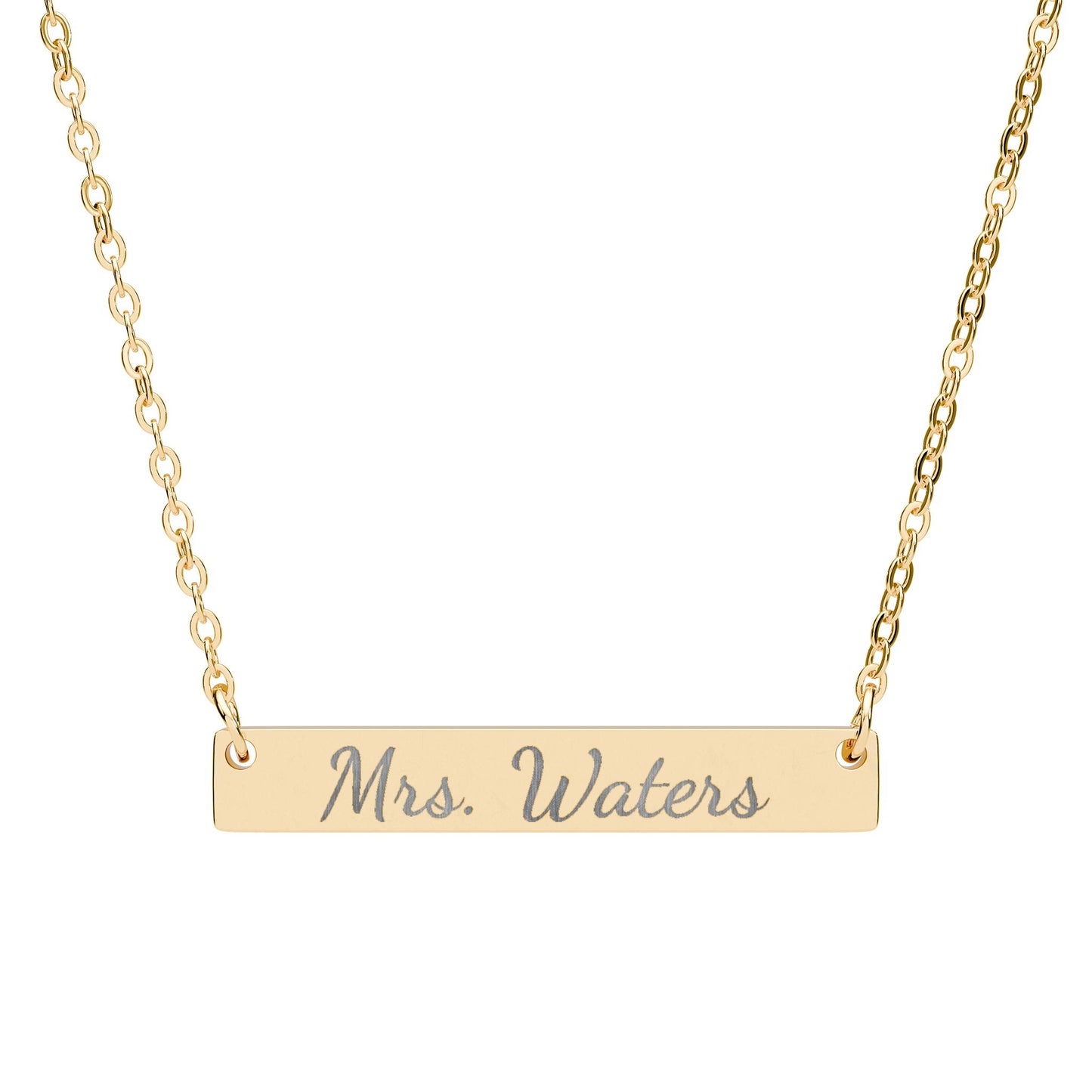 Personalized Teacher Necklace, Custom Engraved Bar Necklace for Mrs or Ms Name, Teacher Appreciation Gift from Student or Class