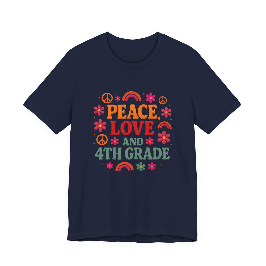 Peace, Love and 4th Grade T-Shirt — Retro Teacher Appreciation Tee