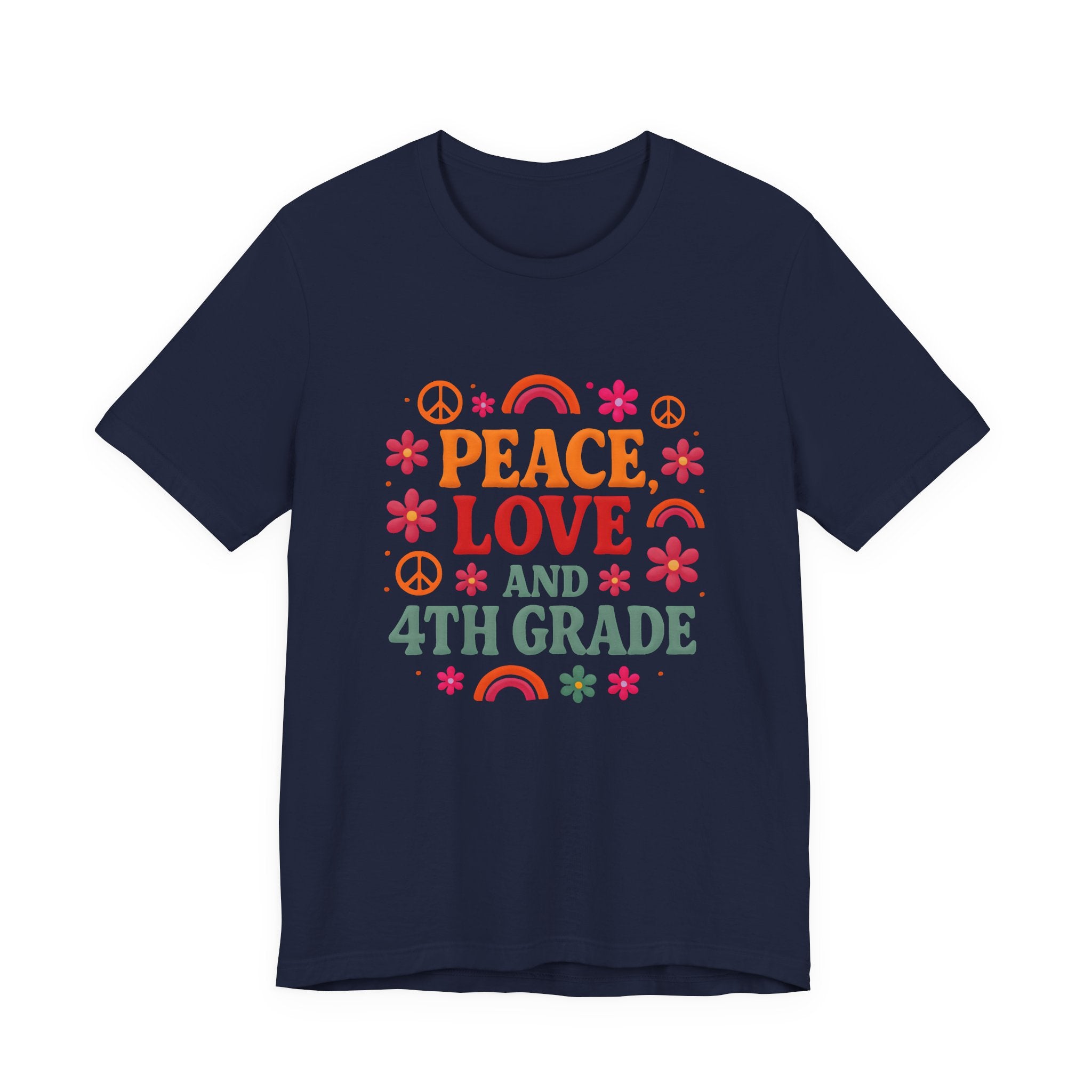 Peace, Love and 4th Grade T-Shirt — Retro Teacher Appreciation Tee
