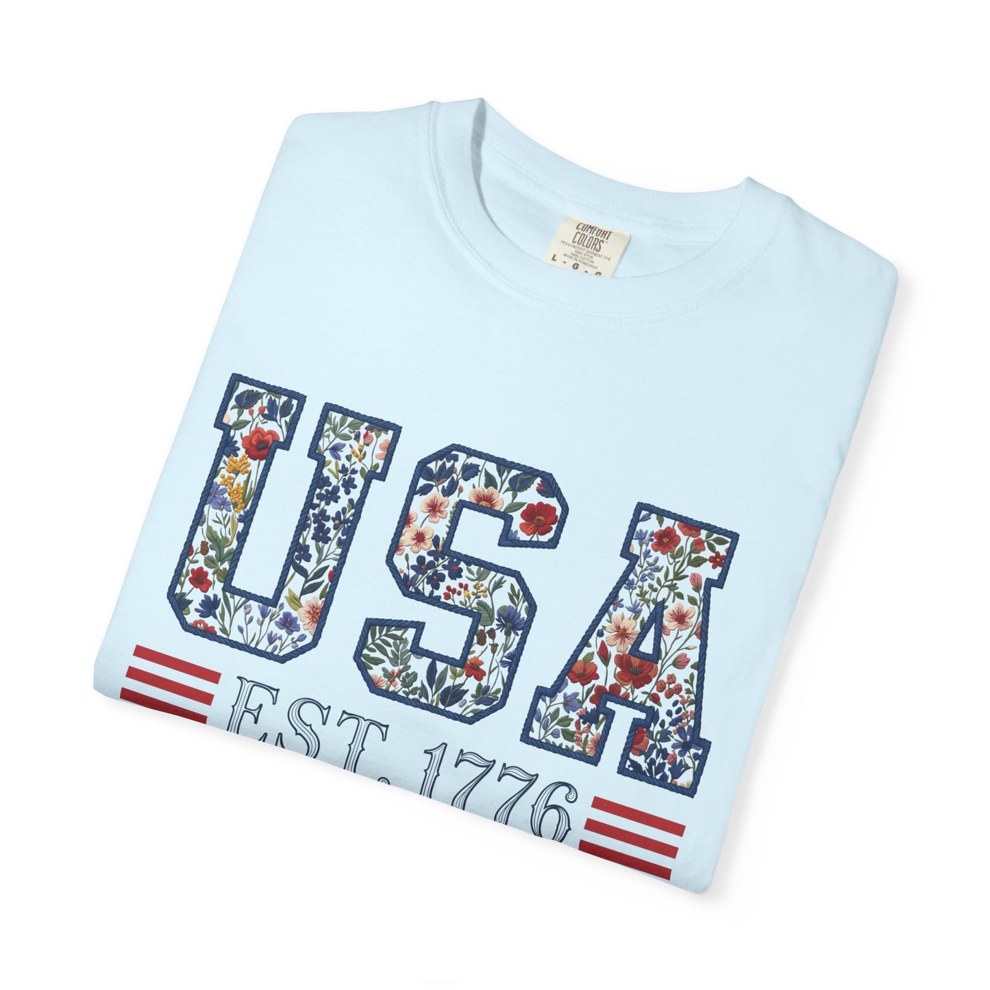 Floral USA Comfort Colors Teacher Shirt: Patriotic History Teacher Tee