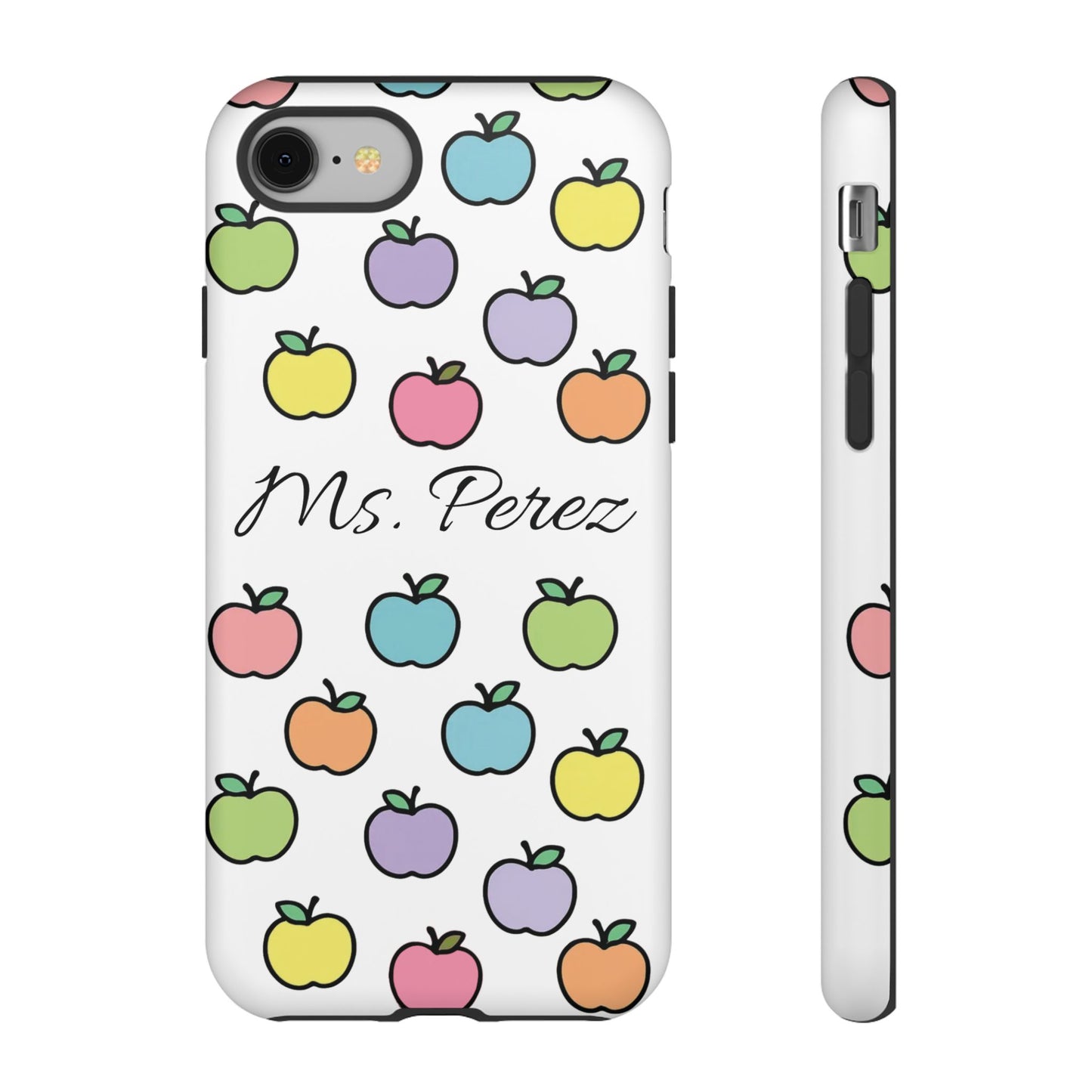 Personalized Teacher Apple Phone Case | Custom Name Teacher iPhone Case | Cute Apple Pattern Phone Case | Teacher Gift