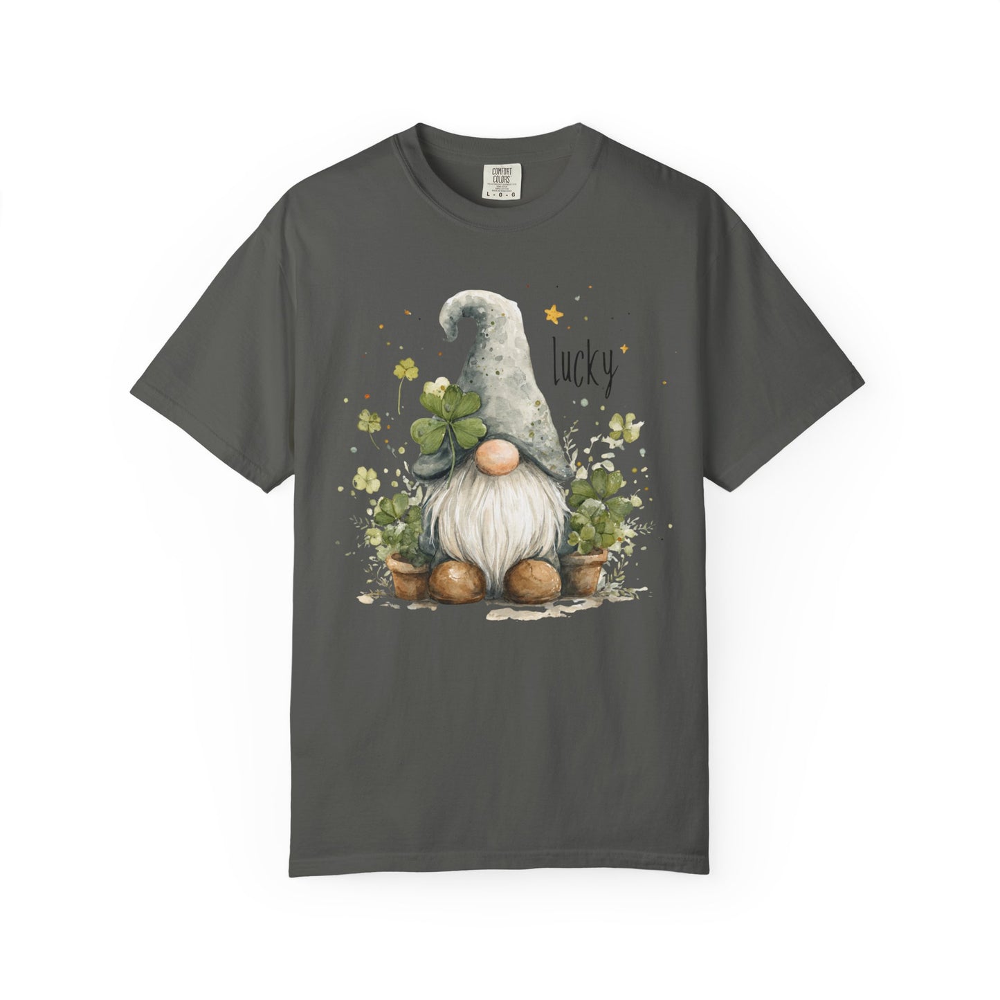 St. Patrick's Gnome T-Shirt — "Lucky" Shamrock Garden Tee