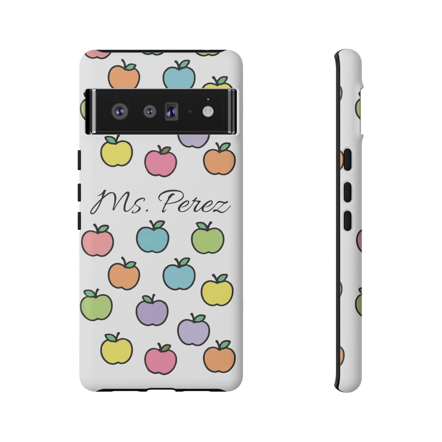 Personalized Teacher Apple Phone Case | Custom Name Teacher iPhone Case | Cute Apple Pattern Phone Case | Teacher Gift