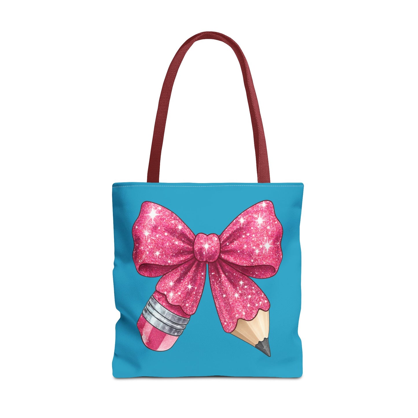 Pink Glitter Pencil & Eraser Tote Bag — Cute Teacher Gift