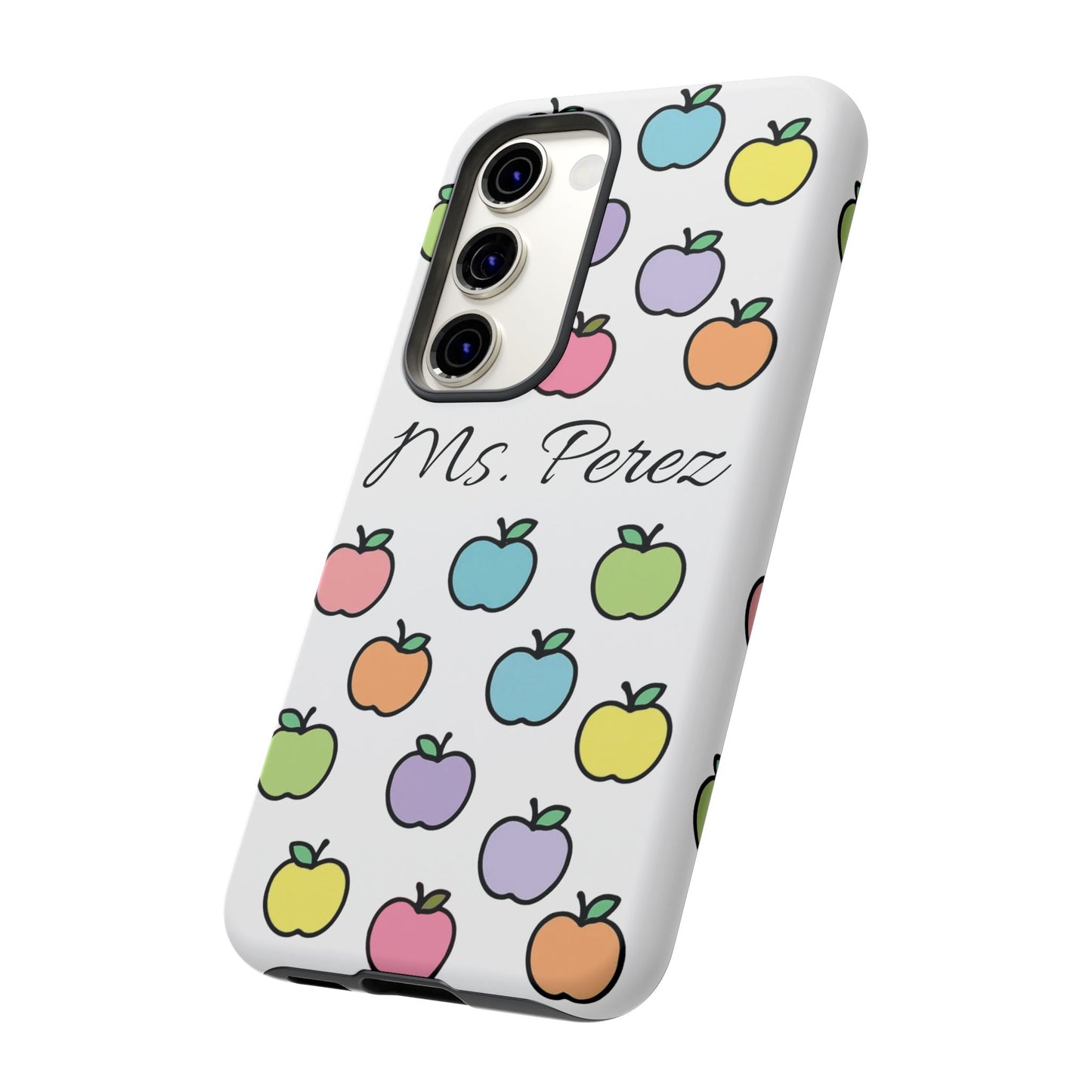 Personalized Teacher Apple Phone Case | Custom Name Teacher iPhone Case | Cute Apple Pattern Phone Case | Teacher Gift