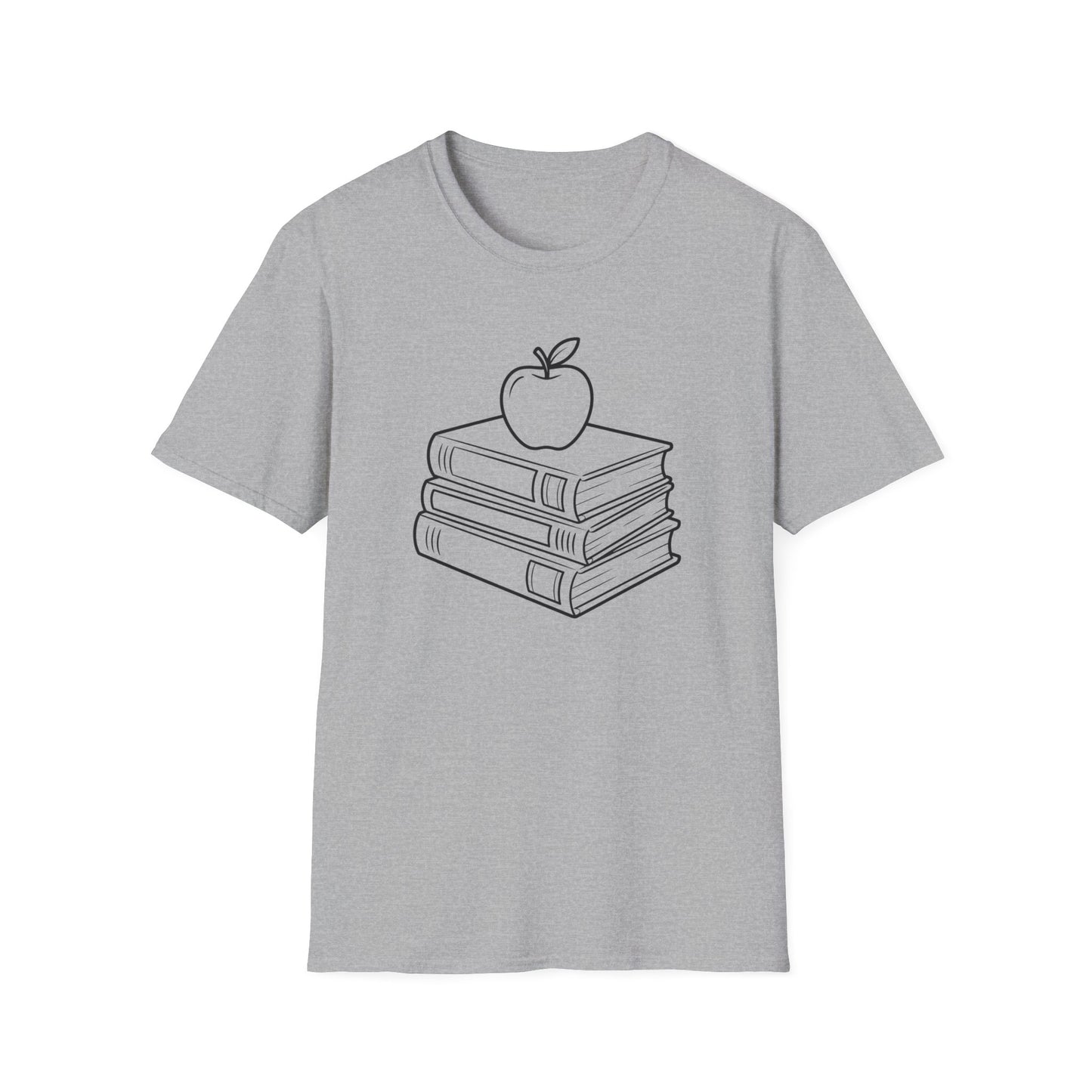 Teacher Apple Stack T‑Shirt — Minimalist Books & Apple Tee for Educators
