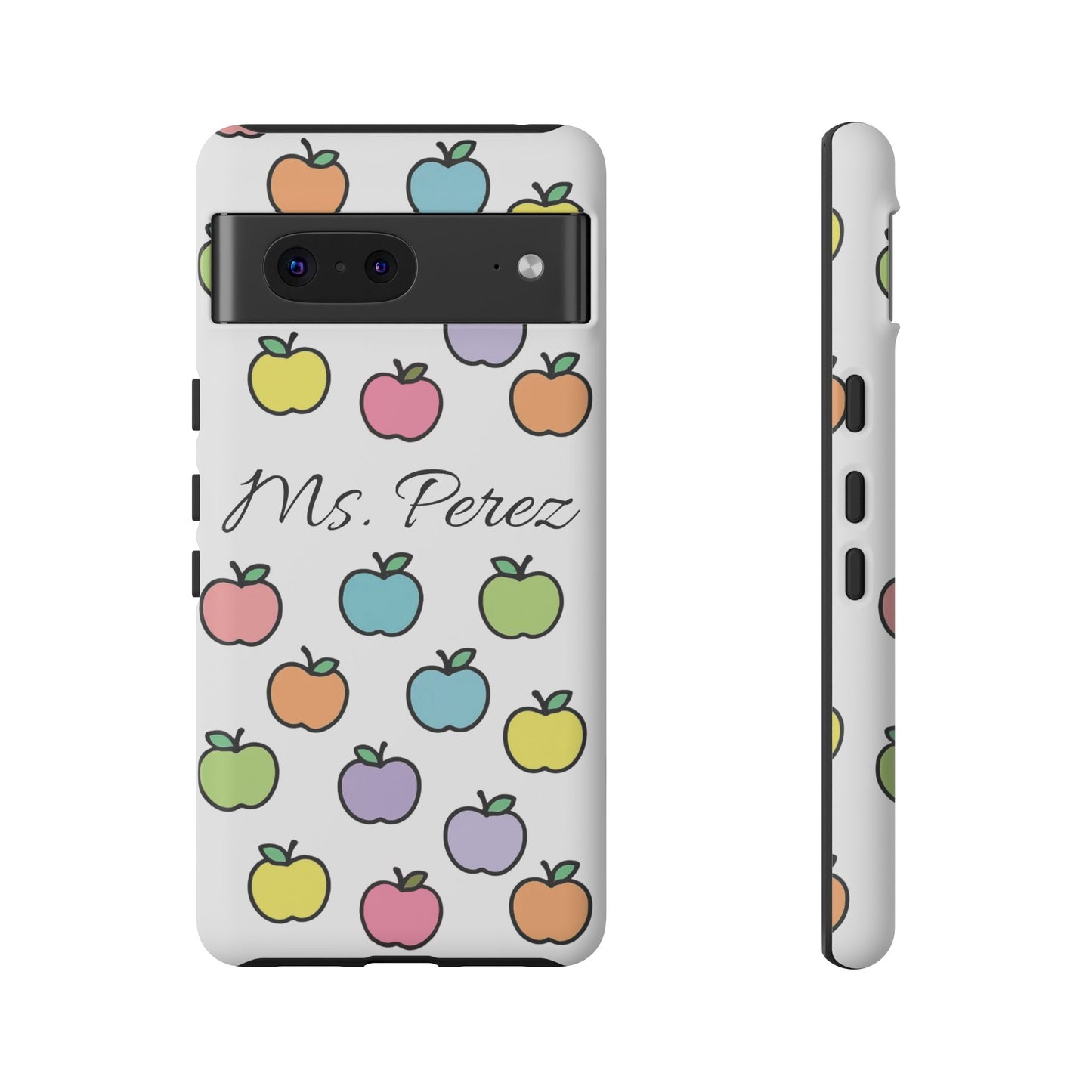 Personalized Teacher Apple Phone Case | Custom Name Teacher iPhone Case | Cute Apple Pattern Phone Case | Teacher Gift