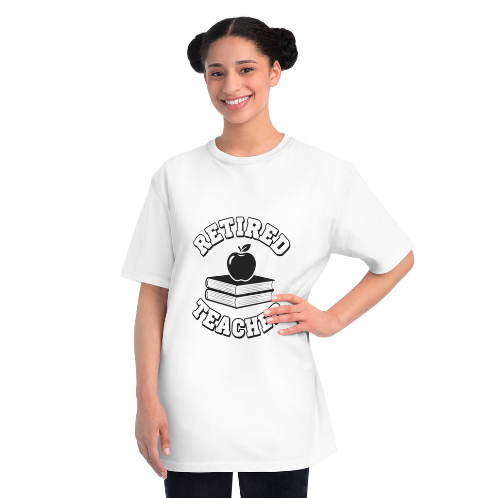 Organic "Retired Teacher" T-Shirt — Vintage Apple & Books Retirement Gift Tee