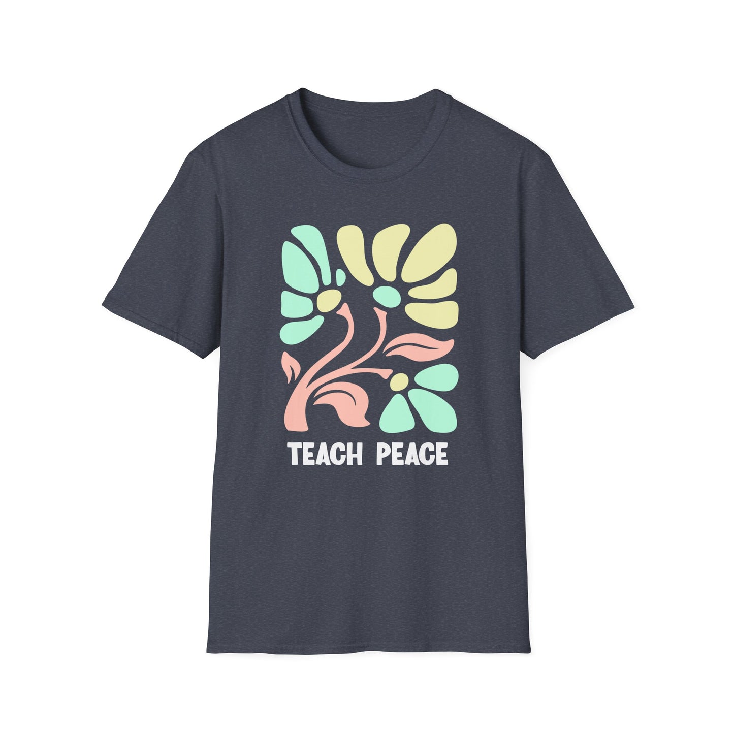 Teach Peace Floral T-Shirt — Retro Pastel Flower Graphic Tee
