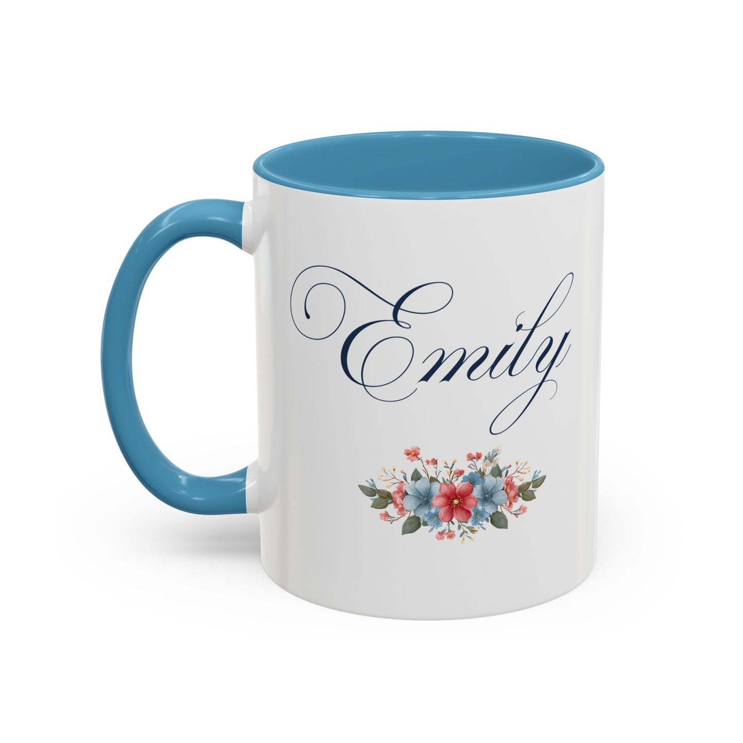 Personalized Patriotic Mug, Custom Name Ceramic Coffee Cup, USA Floral Accent Mug, Fourth of July Hostess Gift, 11oz 15oz