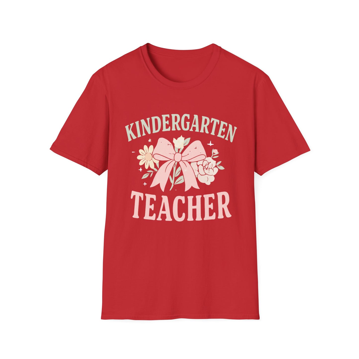 Kindergarten Teacher T-Shirt — Floral Bow Design, Cute Teacher Gift for Women