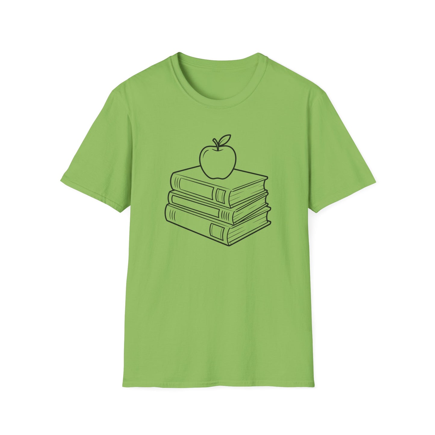 Teacher Apple Stack T‑Shirt — Minimalist Books & Apple Tee for Educators