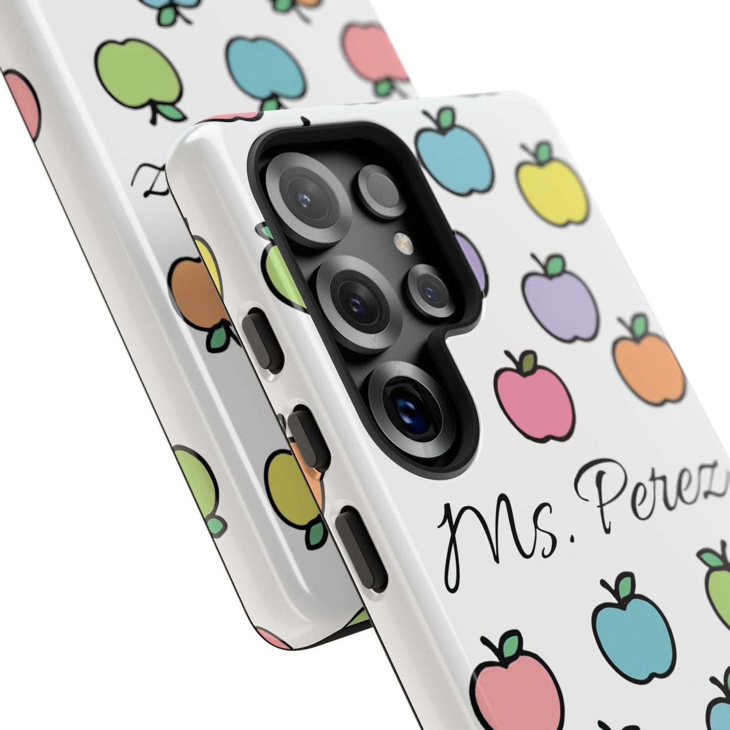 Personalized Teacher Apple Phone Case | Custom Name Teacher iPhone Case | Cute Apple Pattern Phone Case | Teacher Gift