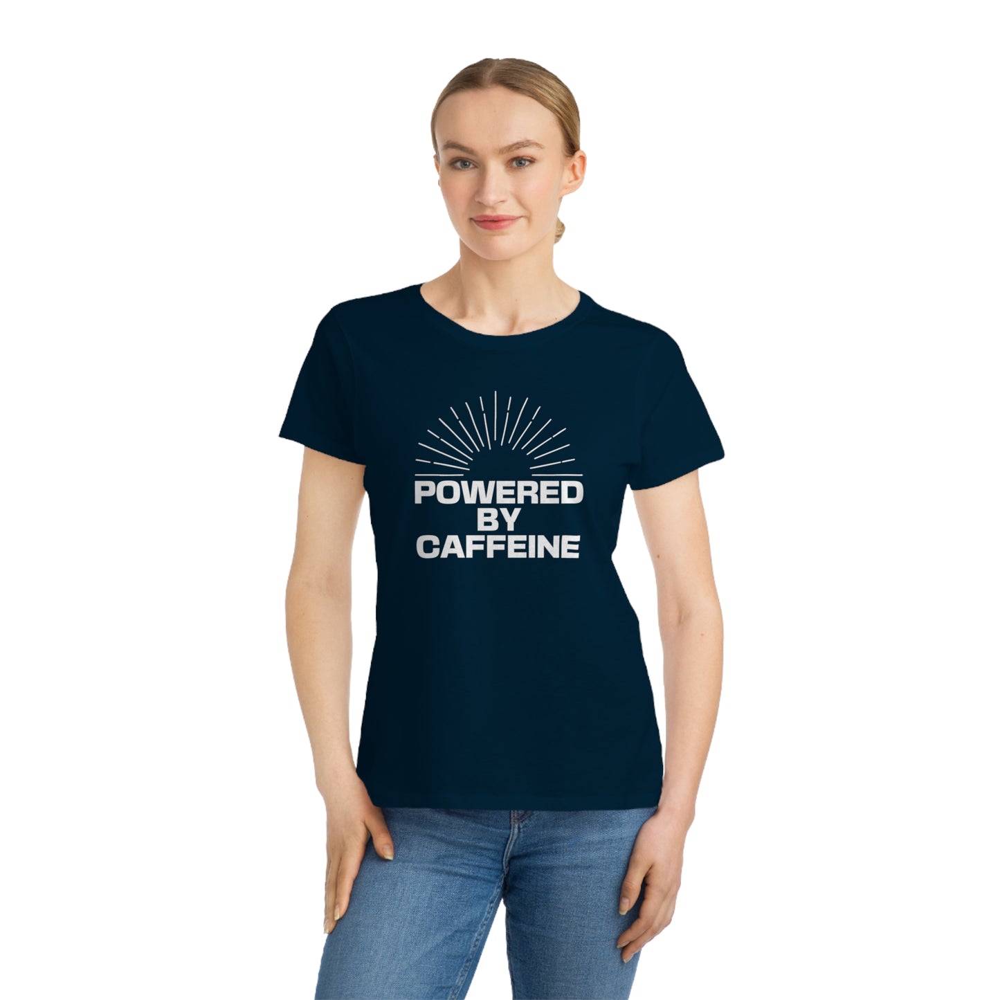 Powered by Caffeine Women's T‑Shirt — Coffee Lover Organic Tee
