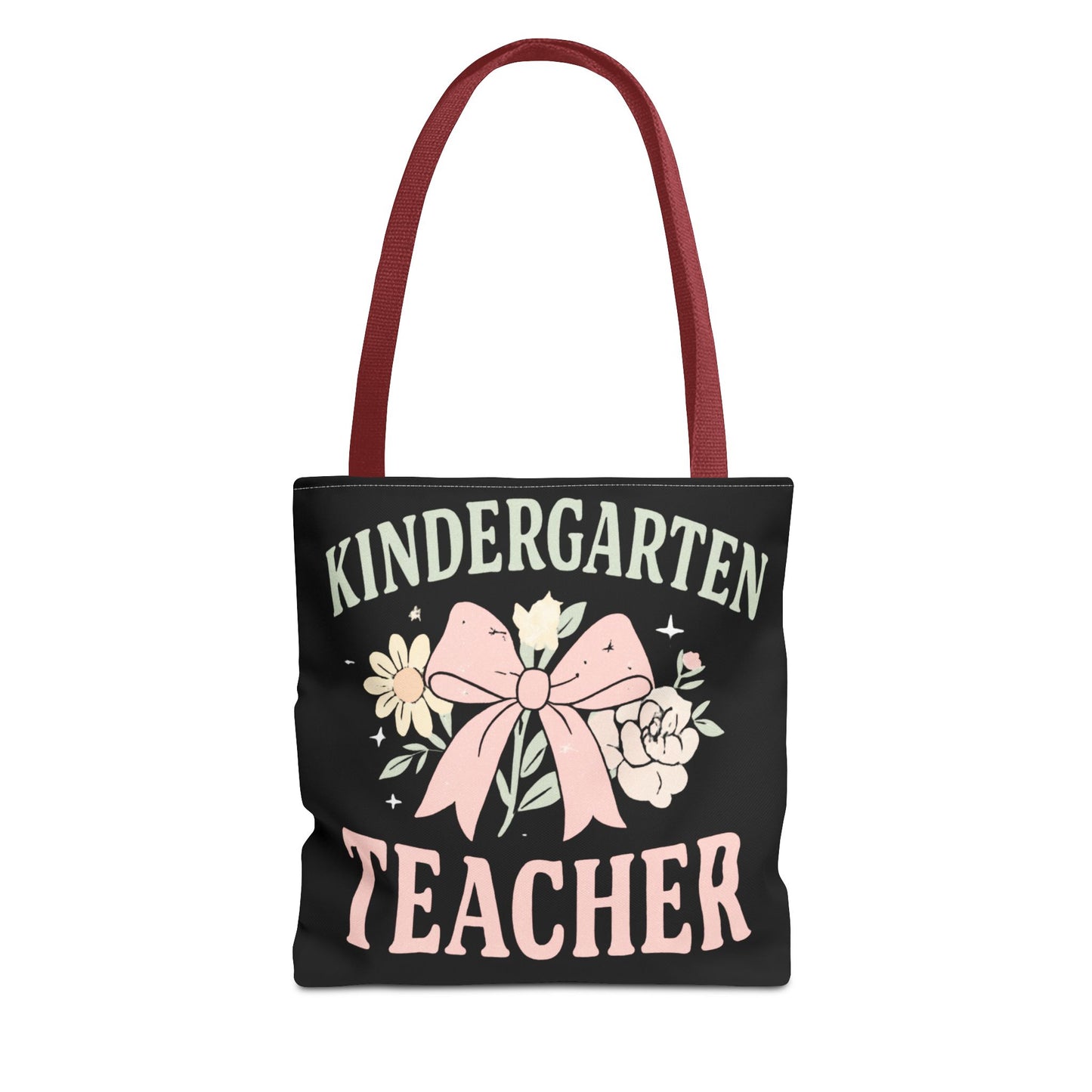 Kindergarten Teacher Floral Tote Bag – Cute Bow & Flowers Teacher Gift