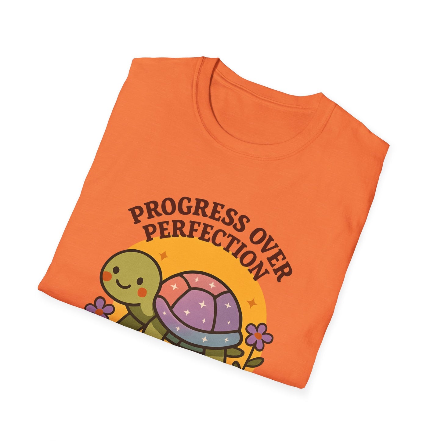 Progress Over Perfection Shirt – Cute Turtle Graphic Tee, Comfort Colors Inspired, Growth Mindset T-Shirt for Teachers, Students & Everyday Wear