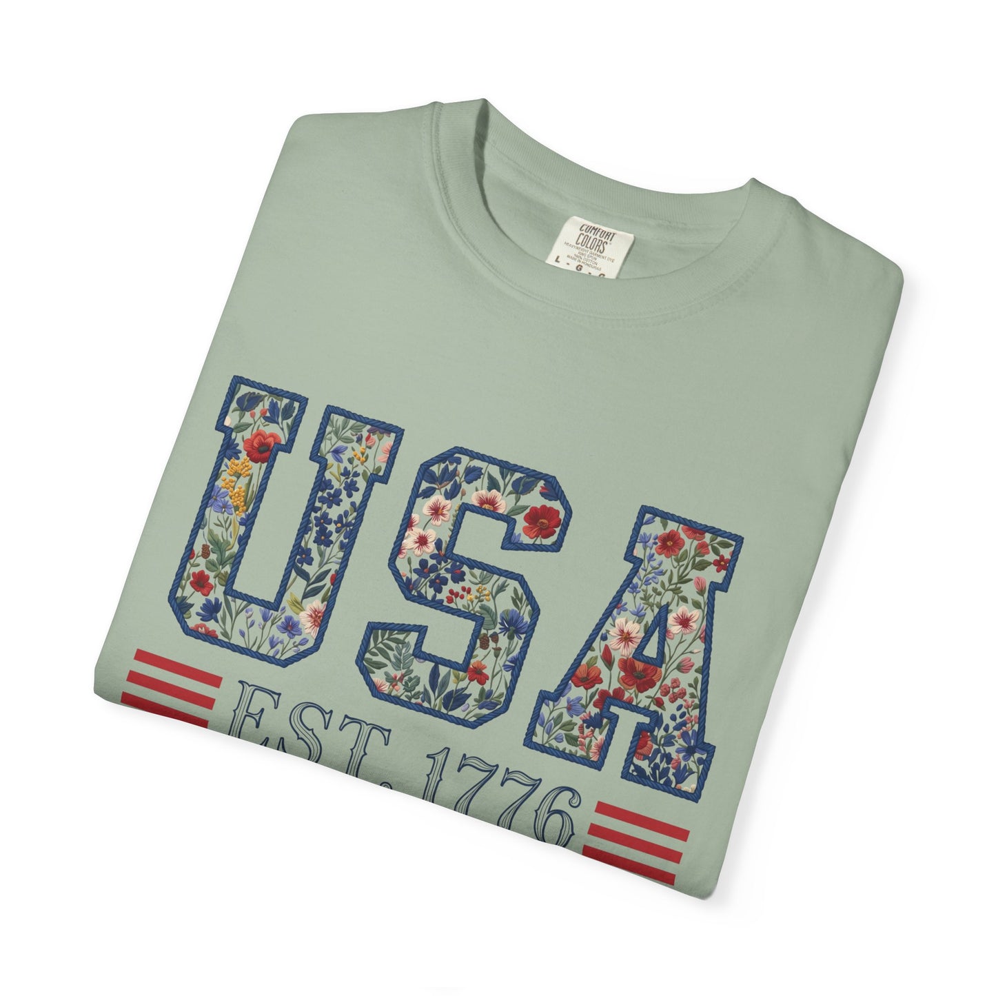 Floral USA Comfort Colors Teacher Shirt: Patriotic History Teacher Tee
