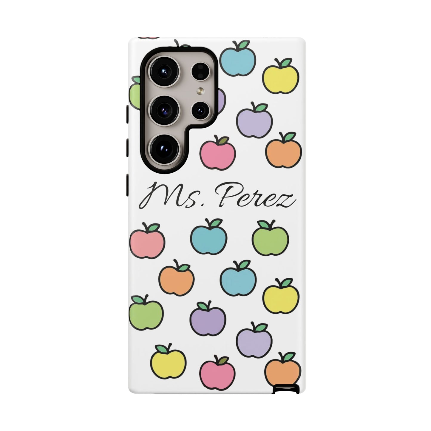 Personalized Teacher Apple Phone Case | Custom Name Teacher iPhone Case | Cute Apple Pattern Phone Case | Teacher Gift