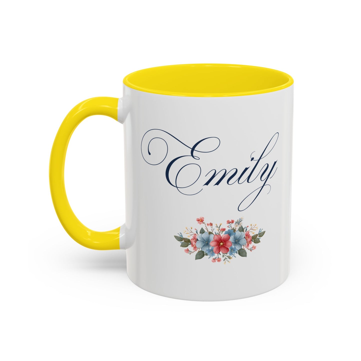 Personalized Patriotic Mug, Custom Name Ceramic Coffee Cup, USA Floral Accent Mug, Fourth of July Hostess Gift, 11oz 15oz