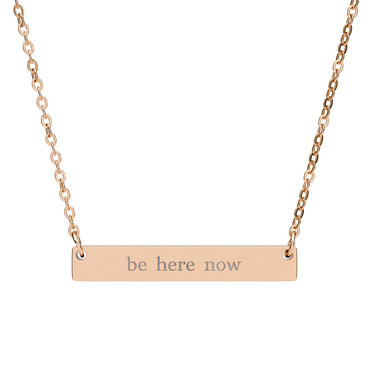 Be Here Now Necklace, Mindfulness Gift, Waterproof Stainless Steel Bar, Minimalist Gold Silver Rose Gold, Yoga Meditation Jewelry for Her