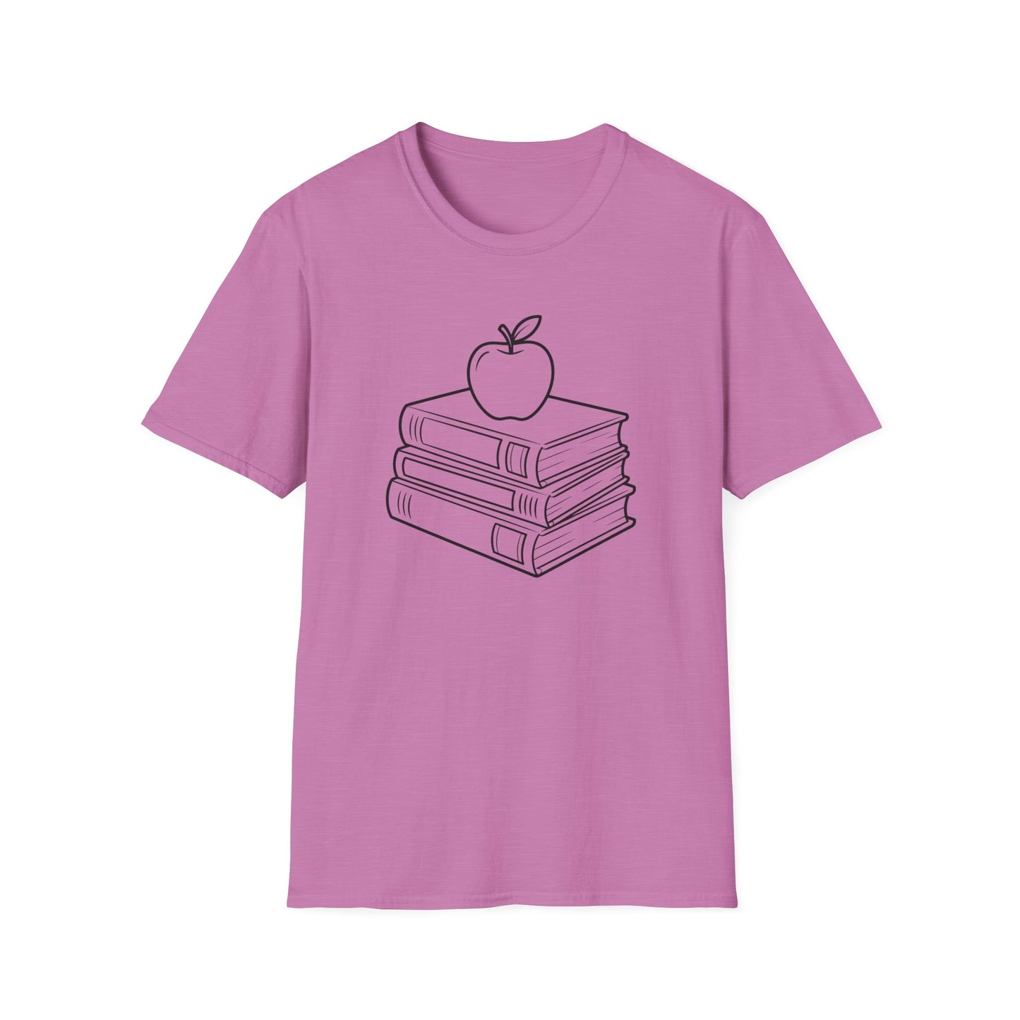 Teacher Apple Stack T‑Shirt — Minimalist Books & Apple Tee for Educators